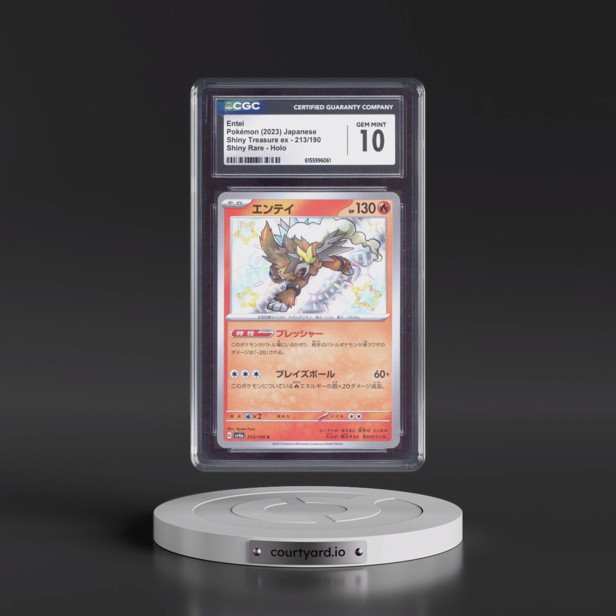 2023 Shiny Treasure ex #213/190 Entei - Shiny Rare Holo (CGC 10 GEM MINT)
