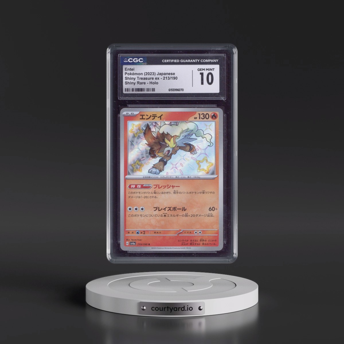 2023 Shiny Treasure ex #213/190 Entei - Shiny Rare Holo (CGC 10 GEM MINT)