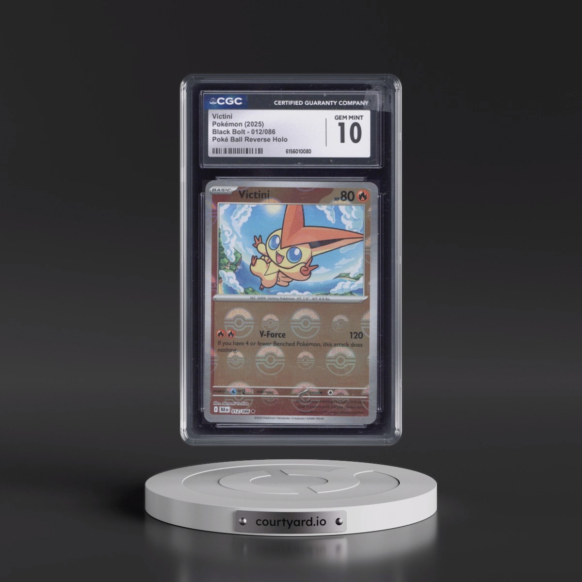 2025 Black Bolt - BLK EN #012/086 Victini - Reverse Holo Poké Ball (CGC 10 GEM MINT)