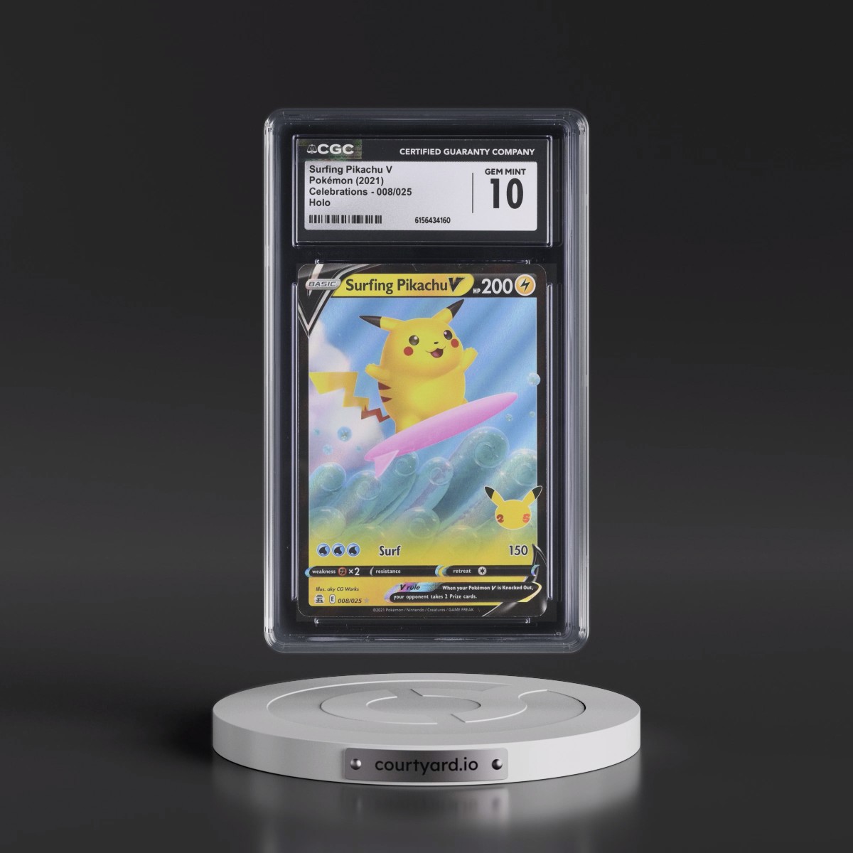 2021 Celebrations #008/025 Surfing Pikachu V - Holo (CGC 10 GEM MINT)