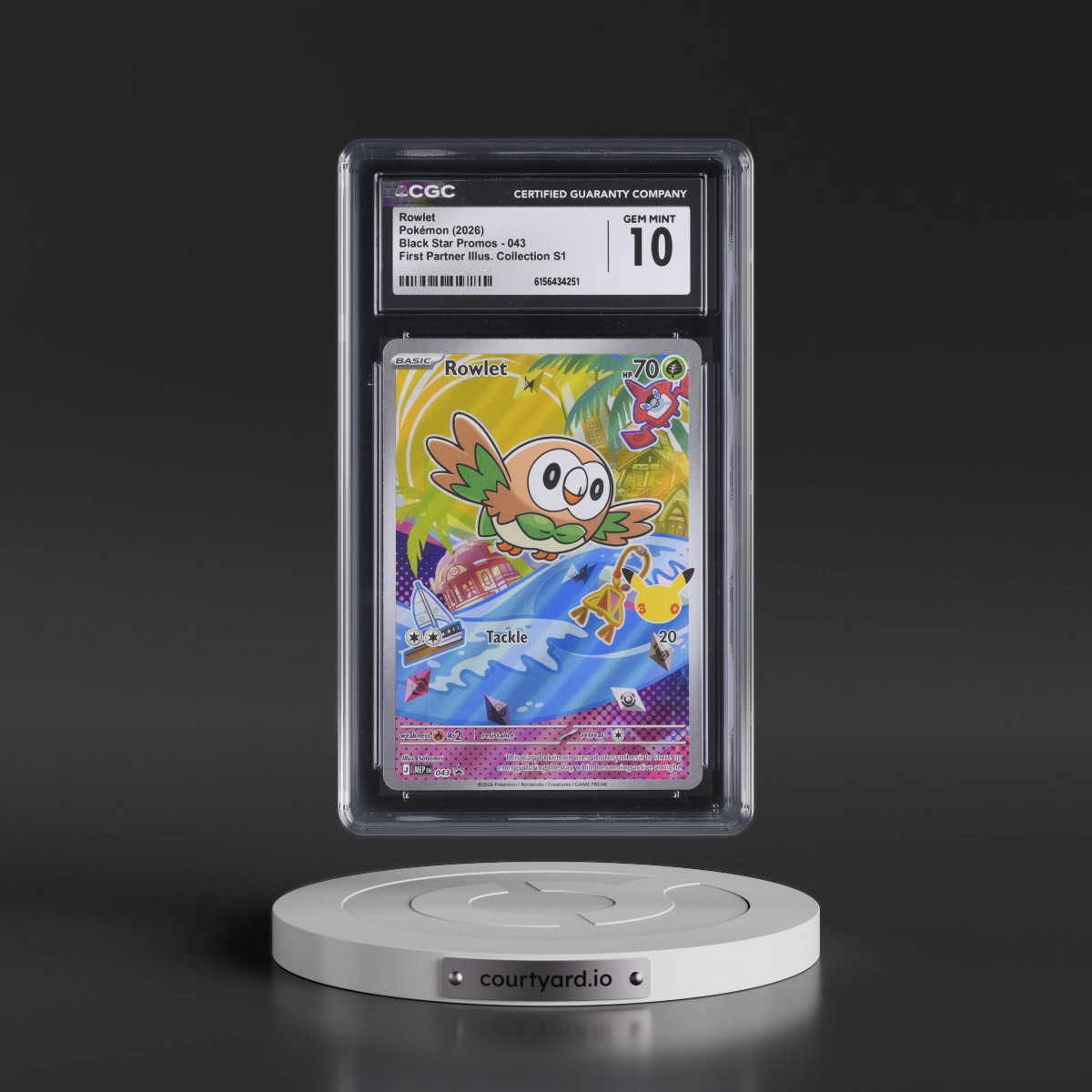 2025 Black Star Promos - Mega Evolution MEP EN #043 Rowlet - First Partner Illustration Collection Series 1 (Holo) (CGC 10 GEM MINT)