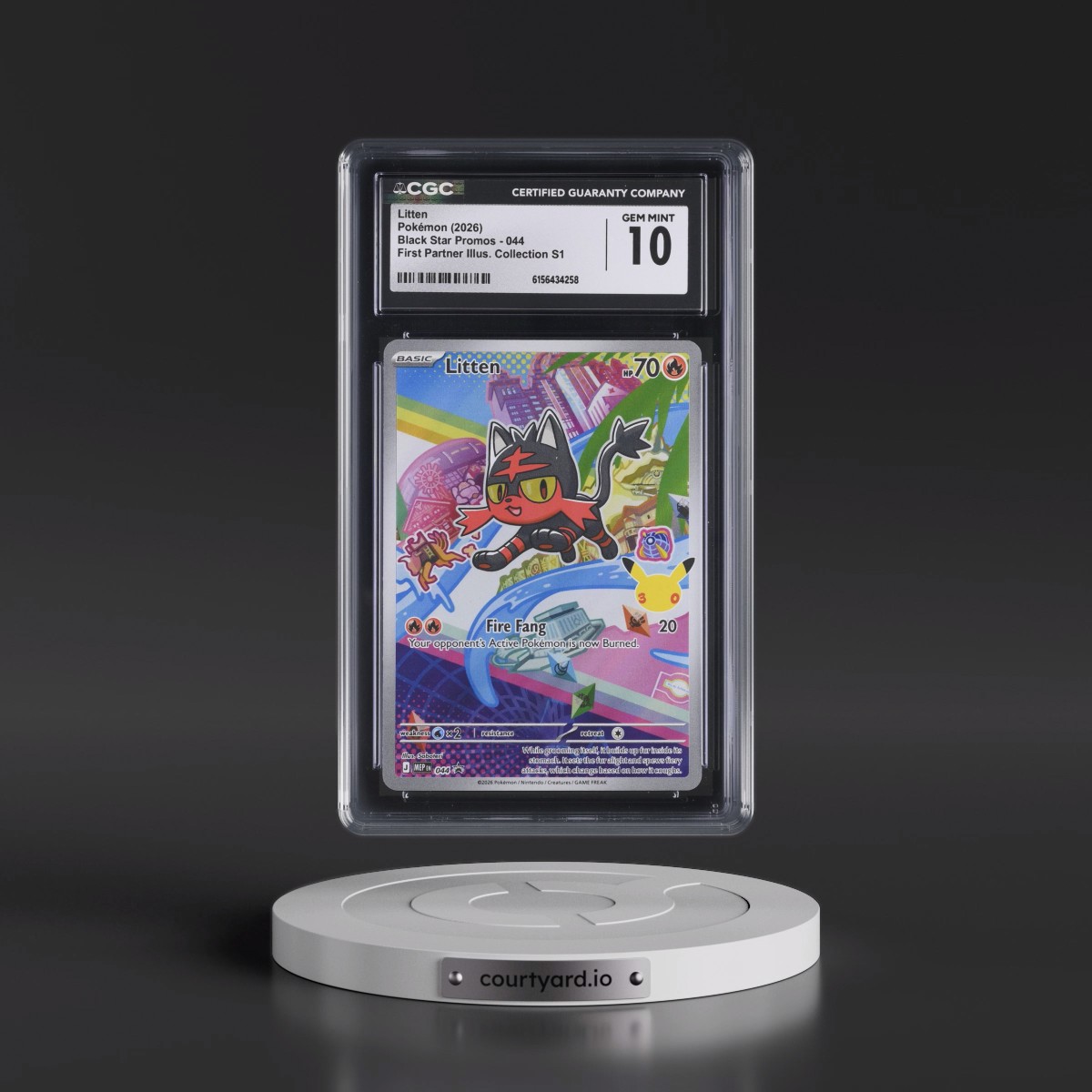 2025 Black Star Promos - Mega Evolution MEP EN #044 Litten - First Partner Illustration Collection Series 1 (Holo) (CGC 10 GEM MINT)