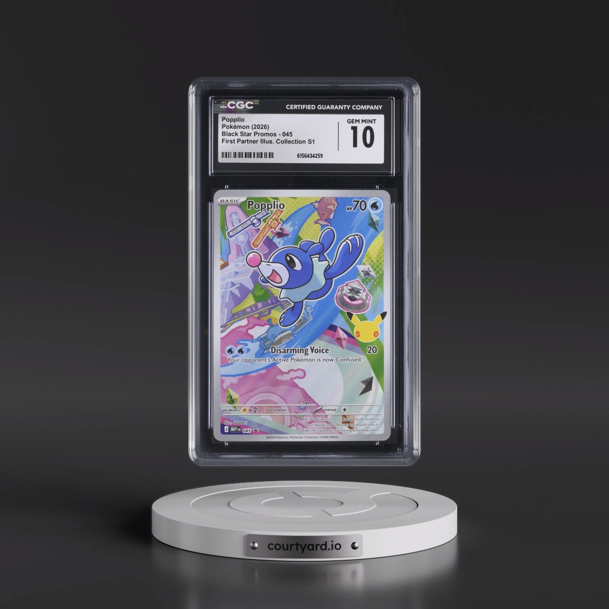 2025 Black Star Promos - Mega Evolution MEP EN #045 Popplio - First Partner Illustration Collection Series 1 (Holo) (CGC 10 GEM MINT)