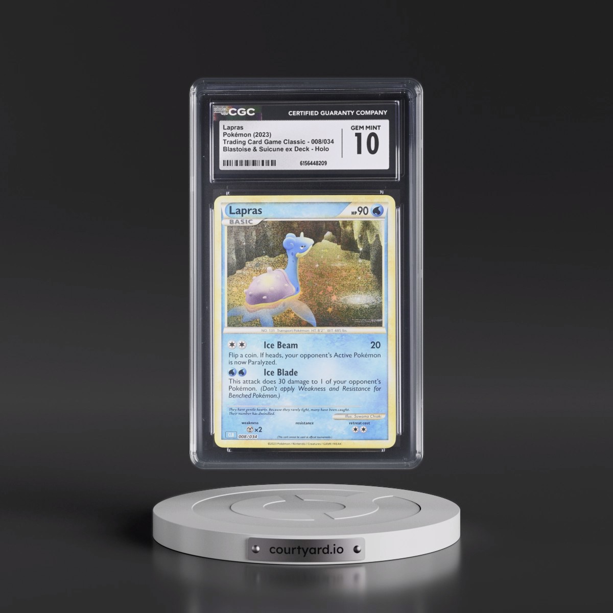 2023 Trading Card Game Classic - CLV, CLC, CLB #008/034 Lapras - Blastoise & Suicune ex Deck - CLB Holo (CGC 10 GEM MINT)