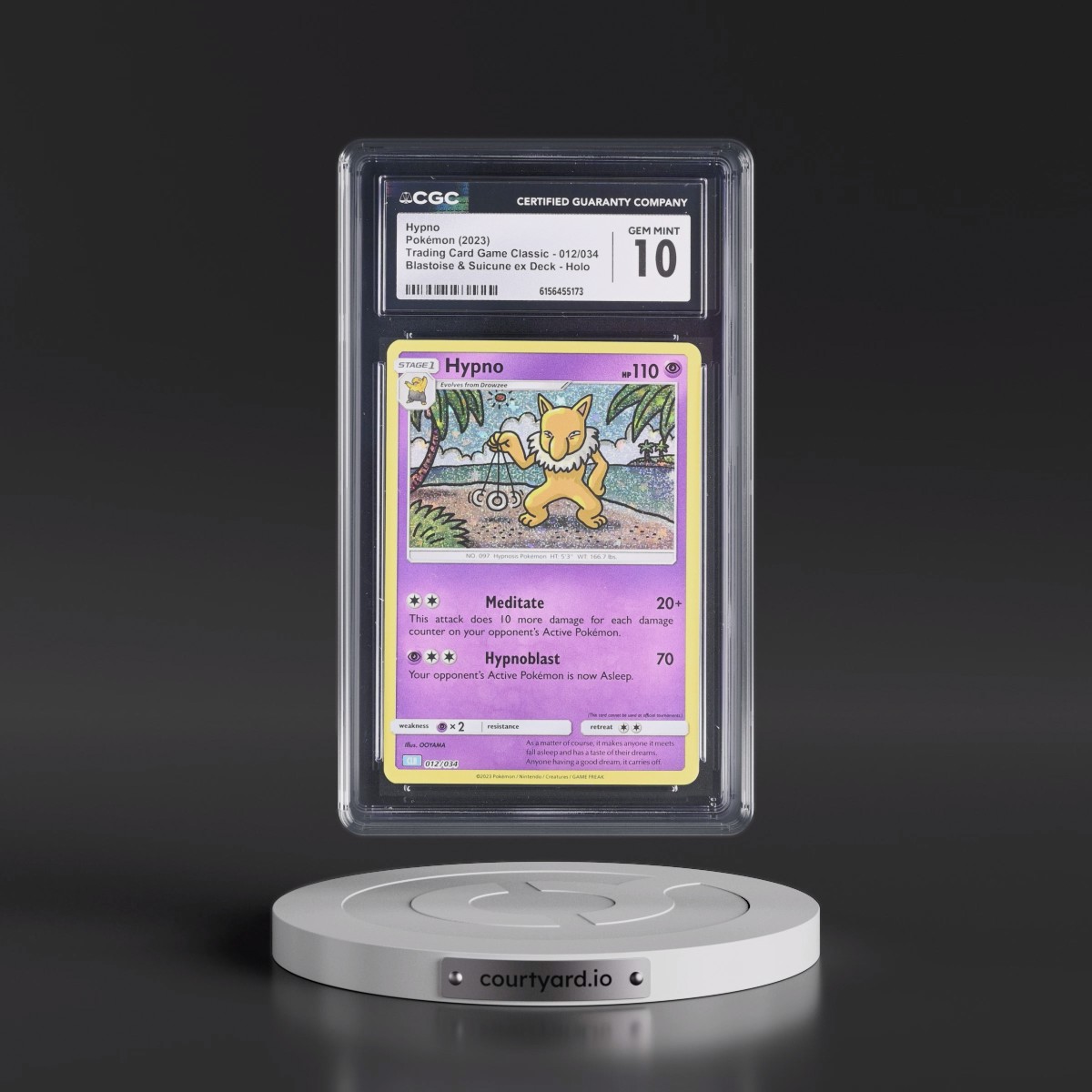 2023 Trading Card Game Classic - CLV, CLC, CLB #012/034 Hypno - Blastoise & Suicune ex Deck - CLB Holo (CGC 10 GEM MINT)