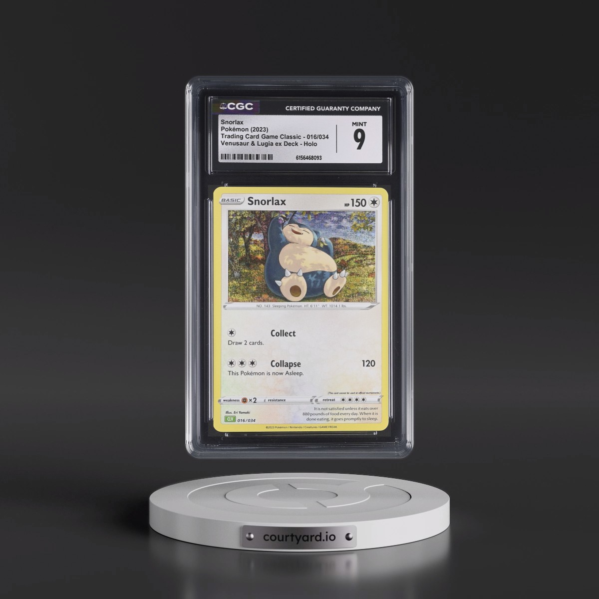 2023 Trading Card Game Classic - CLV, CLC, CLB #016/034 Snorlax - Venusaur & Lugia ex Deck - CLV Holo (CGC 9 MINT)