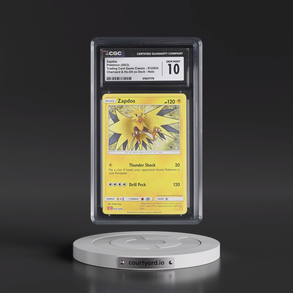 2023 Trading Card Game Classic - CLV, CLC, CLB #012/034 Zapdos - Charizard & Ho-Oh ex Deck - CLC Holo (CGC 10 GEM MINT)