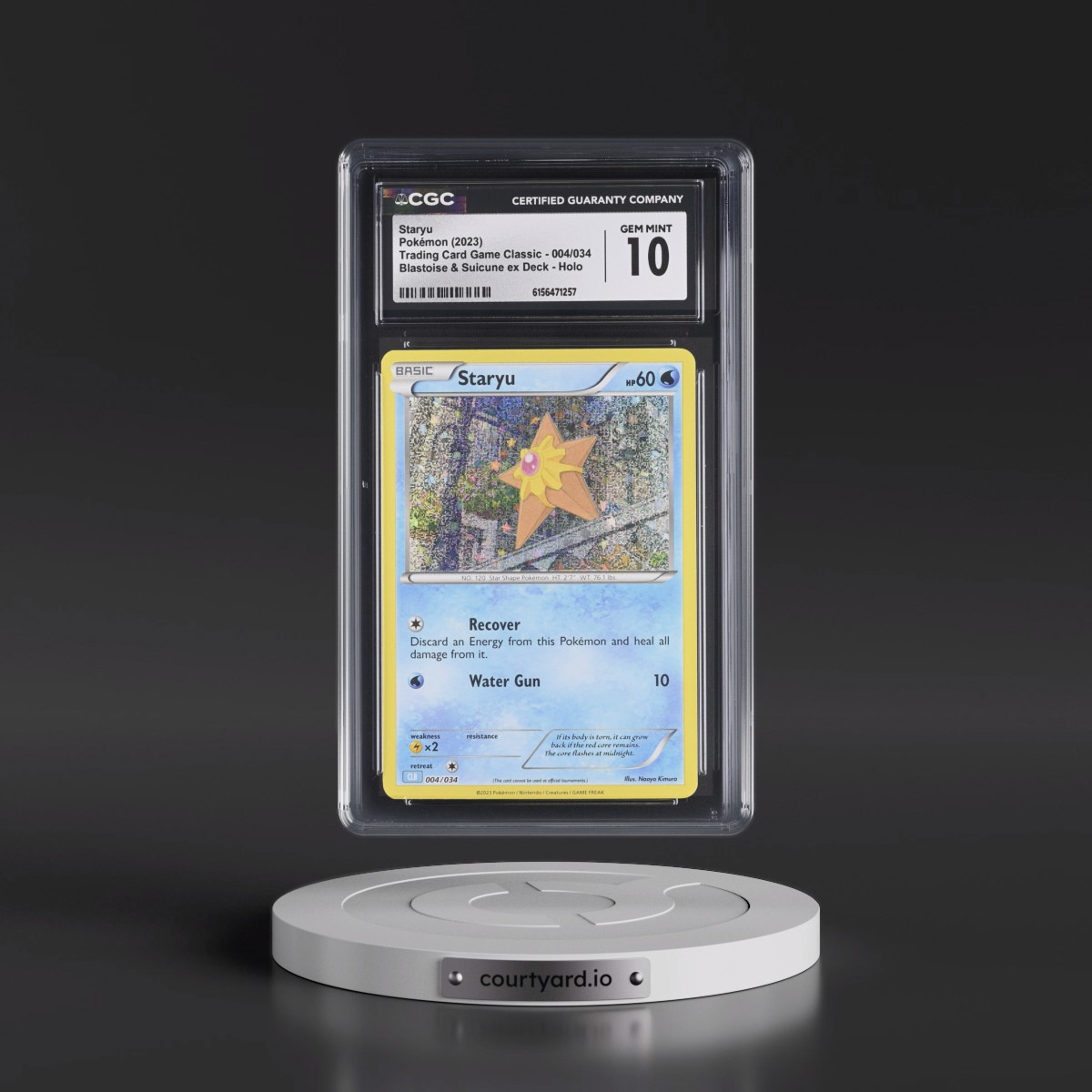 2023 Trading Card Game Classic - CLV, CLC, CLB #004/034 Staryu - Blastoise & Suicune ex Deck - CLB Holo (CGC 10 GEM MINT)