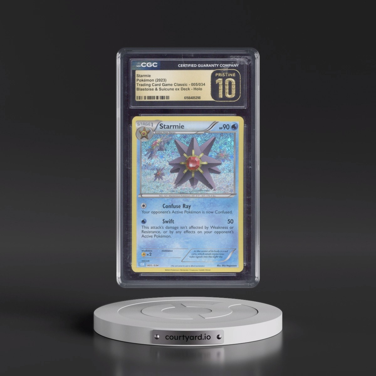 2023 Trading Card Game Classic - CLV, CLC, CLB #005/034 Starmie - Blastoise & Suicune ex Deck - CLB Holo (CGC 10 PRISTINE)