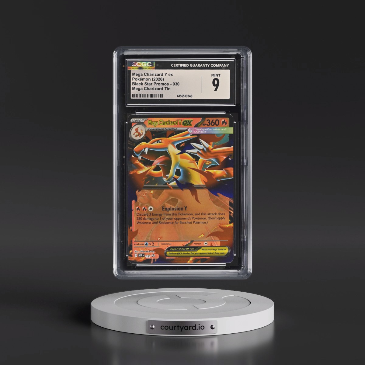 2025 Black Star Promos - Mega Evolution MEP EN #030 Mega Charizard Y ex - Mega Charizard Tin (Holo) (CGC 9 MINT)
