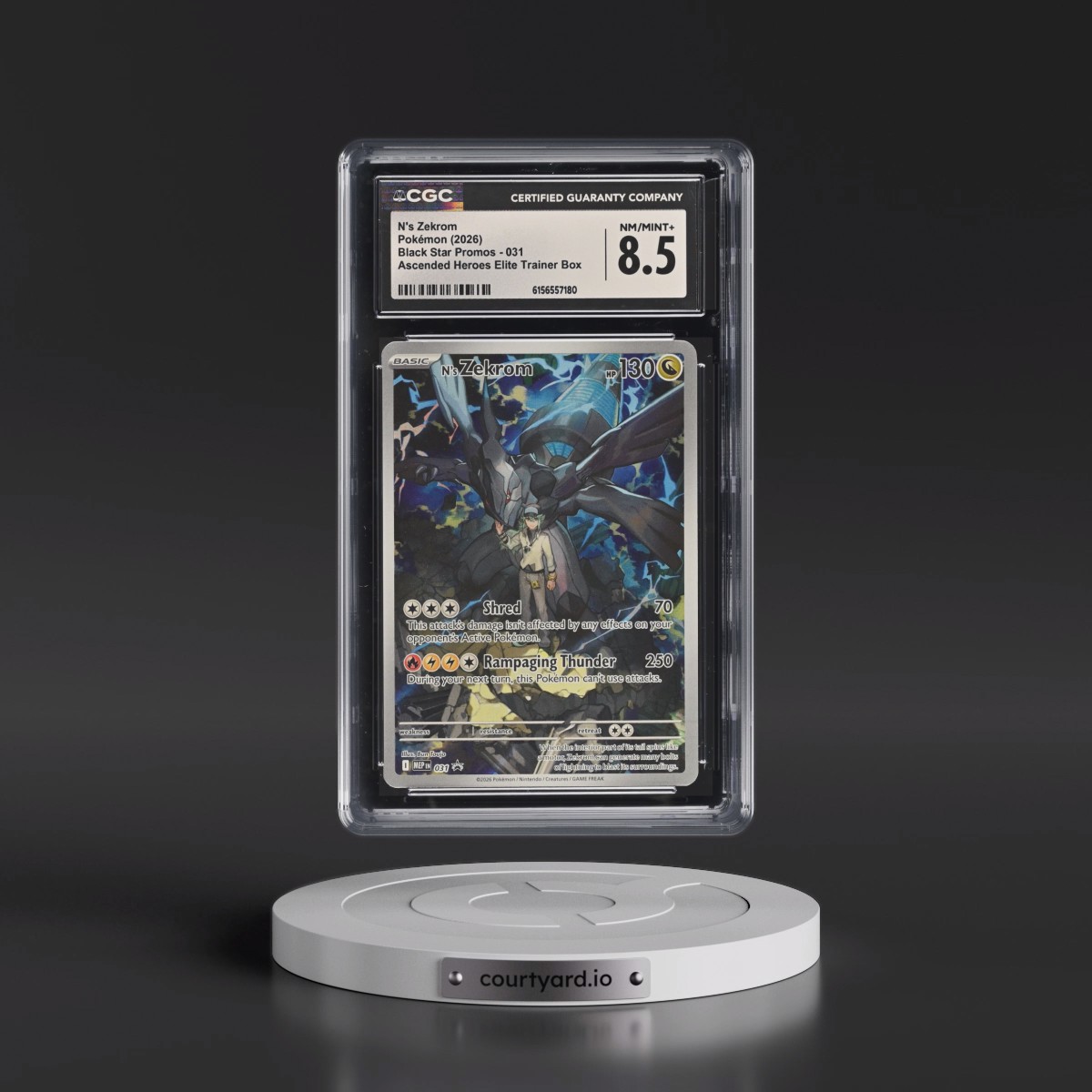 2025 Black Star Promos - Mega Evolution MEP EN #031 N's Zekrom - Ascended Heroes Elite Trainer Box (Holo) (CGC 8.5 NM-MT+)