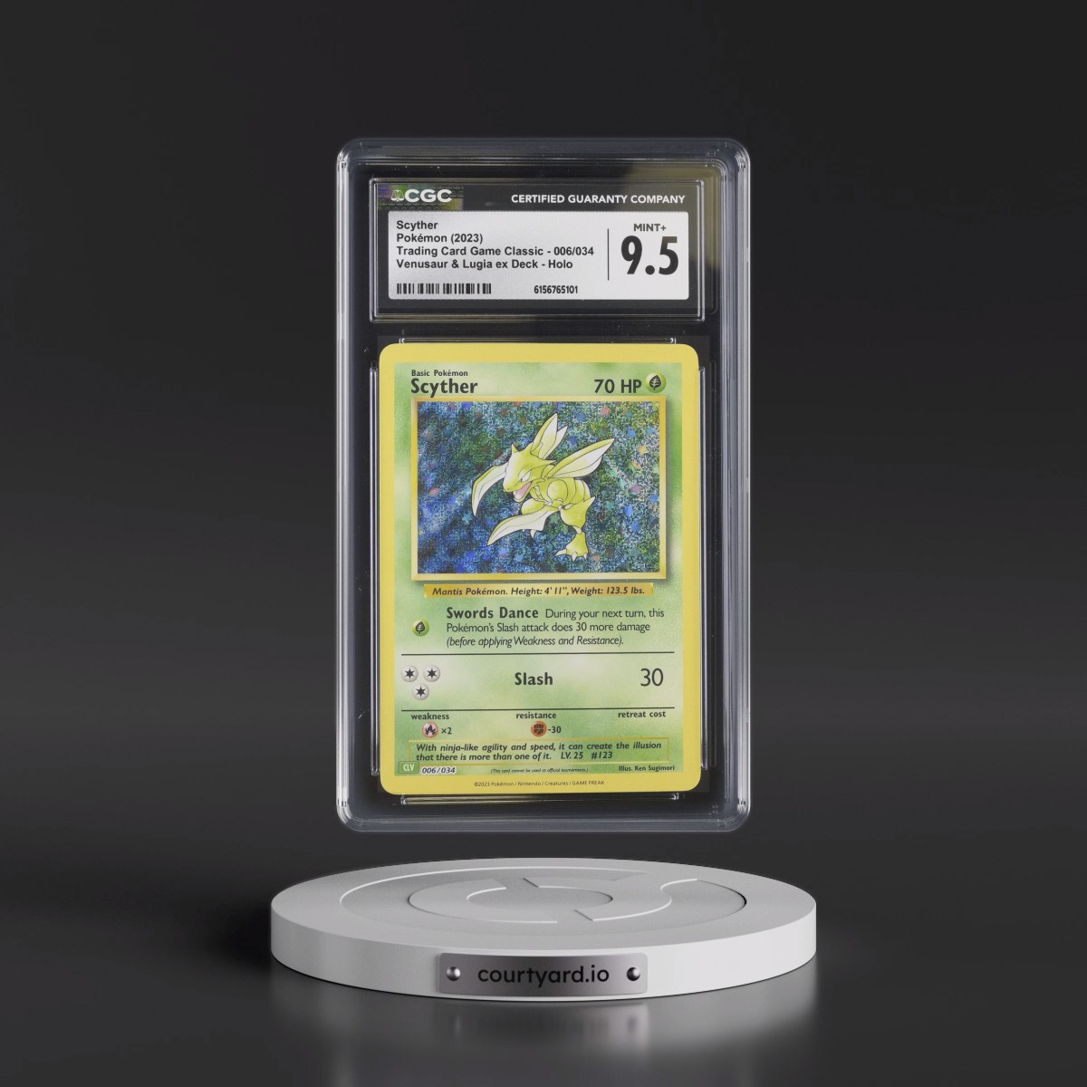 2023 Trading Card Game Classic - CLV, CLC, CLB #006/034 Scyther - Venusaur & Lugia ex Deck - CLV Holo (CGC 9.5 MINT+)