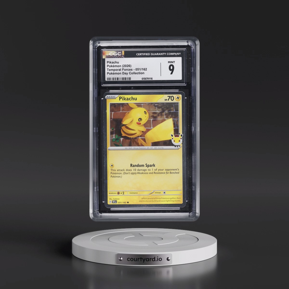2023 Temporal Forces - TEF EN #051/162 Pikachu - Pokémon Day Collection (Cosmos Holo) (CGC 9 MINT)