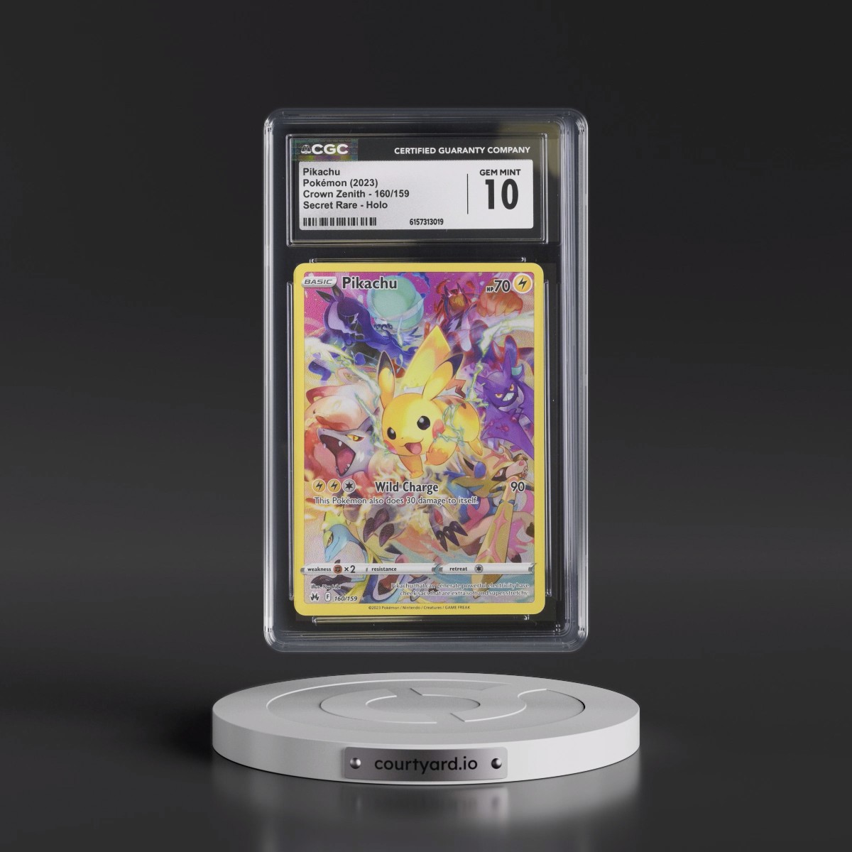 2023 Crown Zenith #160/159 Pikachu - Secret Rare Holo (CGC 10 GEM MINT)