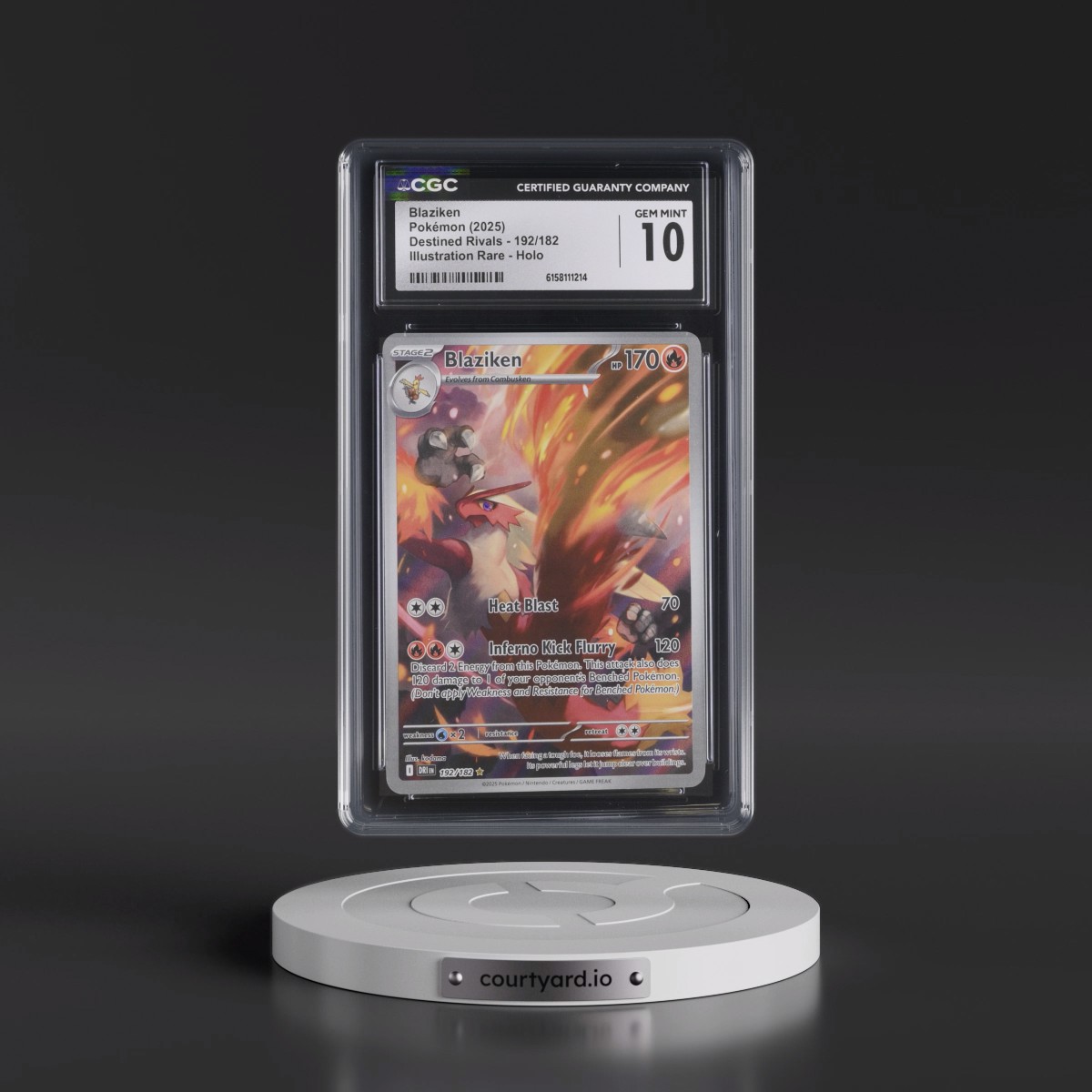2025 Destined Rivals - DRI EN #192/182 Blaziken - Illustration Rare Holo (CGC 10 GEM MINT)