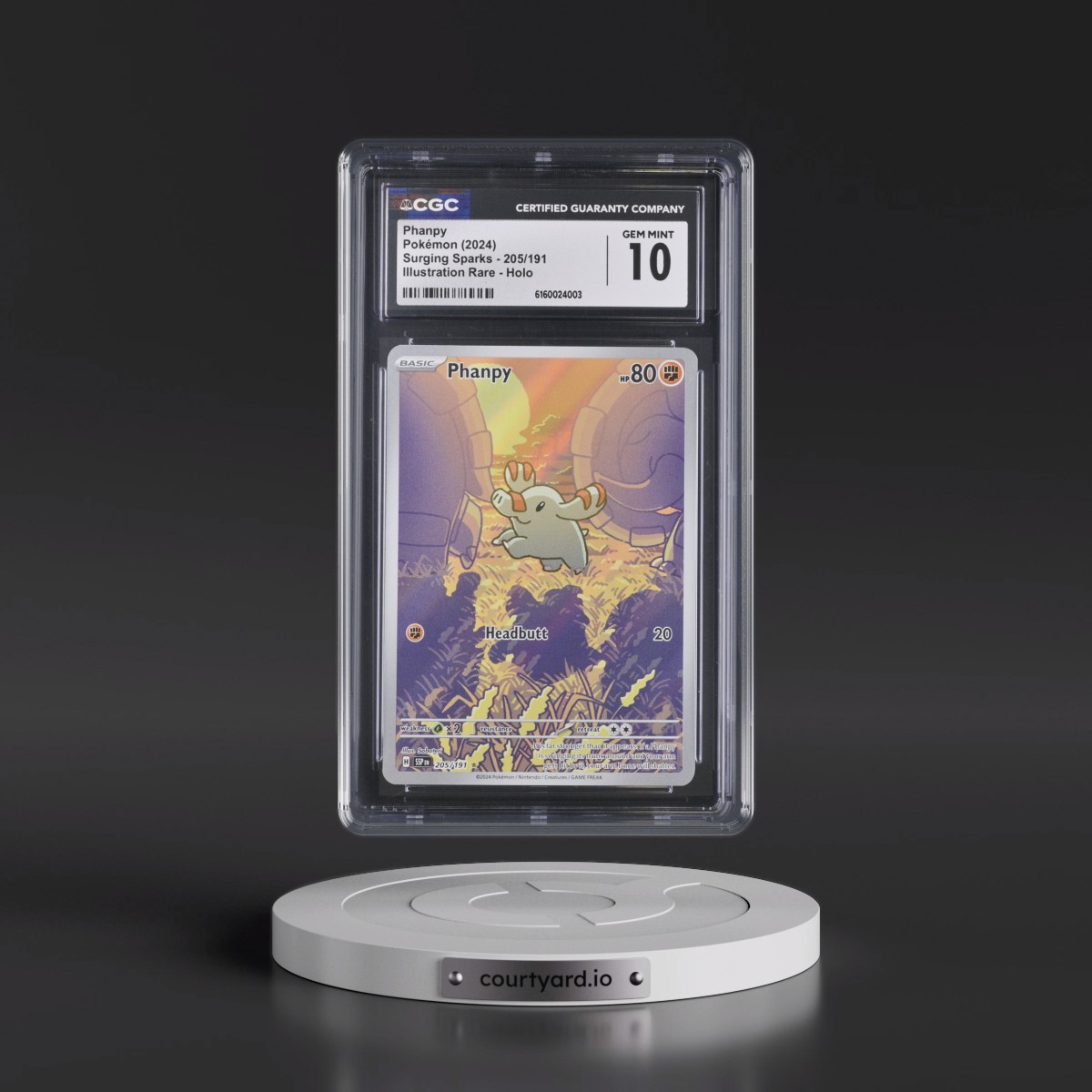 2024 Surging Sparks - SSP EN Phanpy - Illustration Rare Holo #205/191 CGC 10