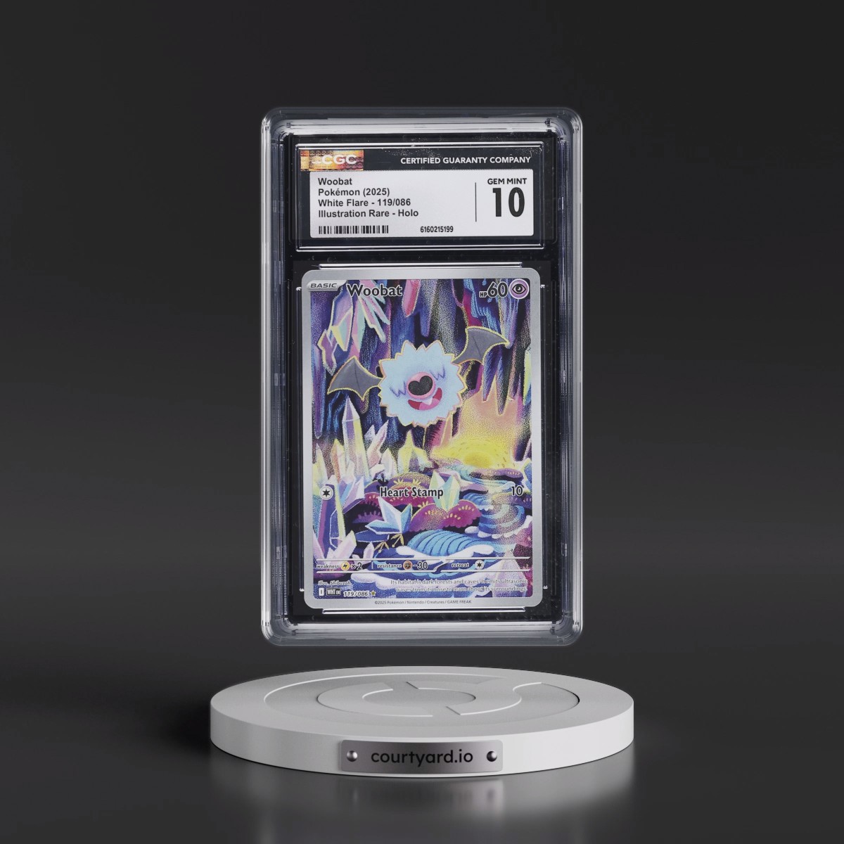 2025 White Flare - WHT EN #119/086 Woobat - Illustration Rare Holo (CGC 10 GEM MINT)