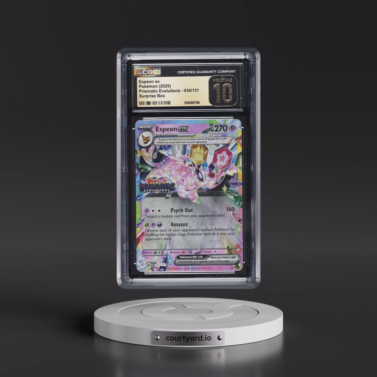 2024 Prismatic Evolutions - PRE EN #034/131 Espeon ex - Surprise Box (Prismatic Evolutions Stamp) (Holo) (CGC 10 PRISTINE)
