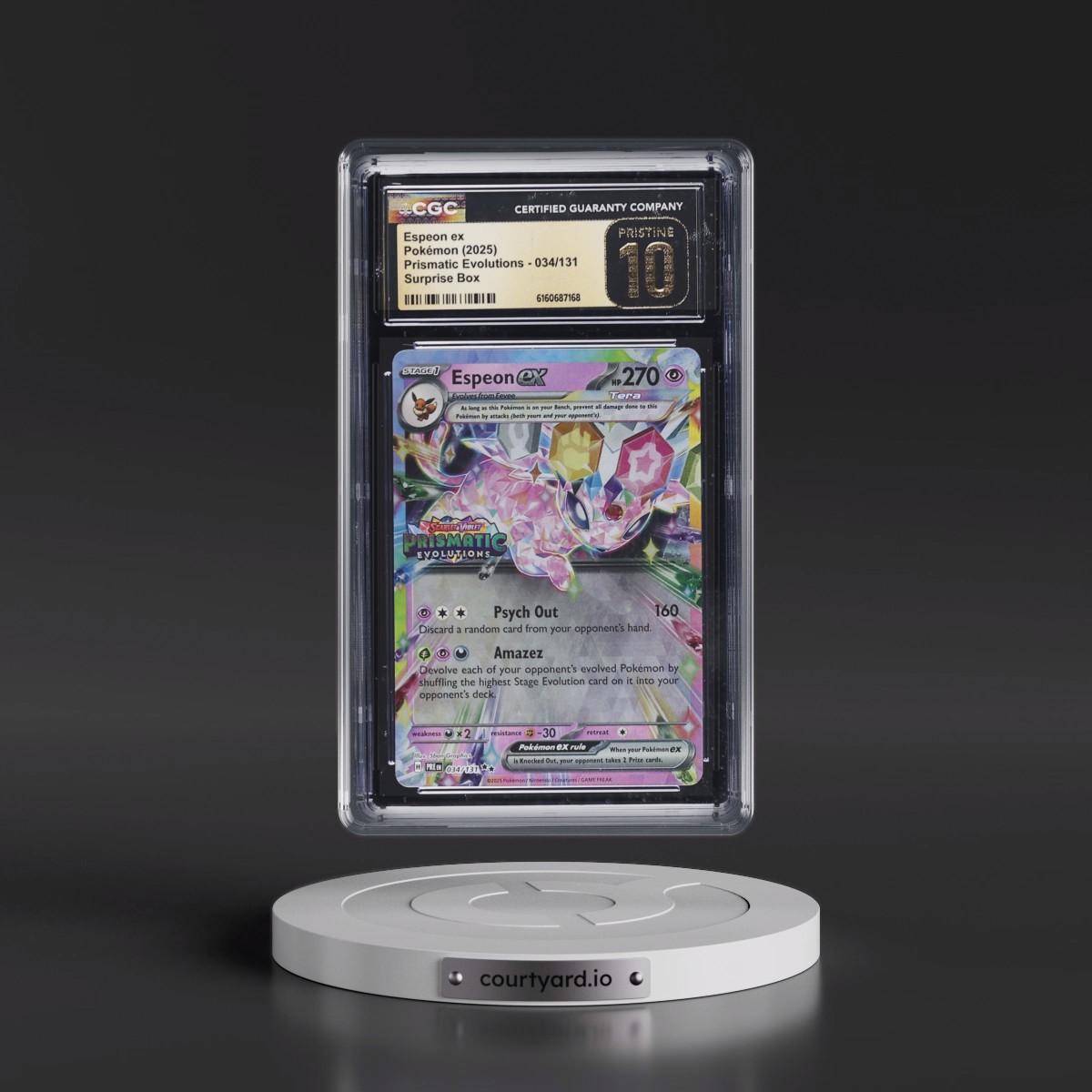 2024 Prismatic Evolutions - PRE EN #034/131 Espeon ex - Surprise Box (Prismatic Evolutions Stamp) (Holo) (CGC 10 PRISTINE)