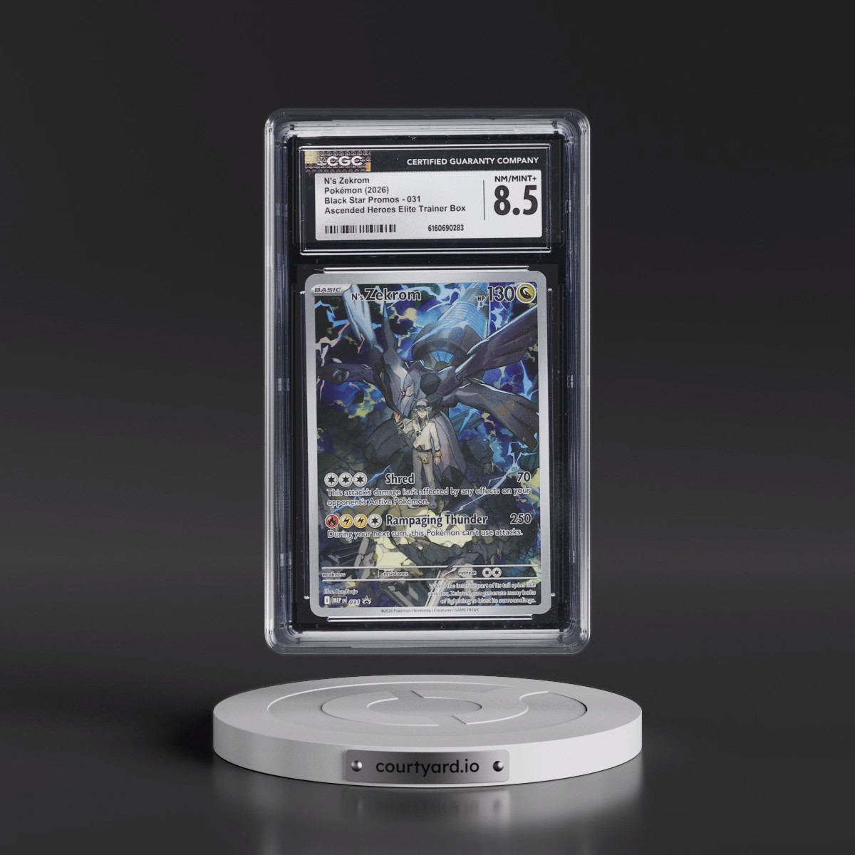 2025 Black Star Promos - Mega Evolution MEP EN #031 N's Zekrom - Ascended Heroes Elite Trainer Box (Holo) (CGC 8.5 NM-MT+)
