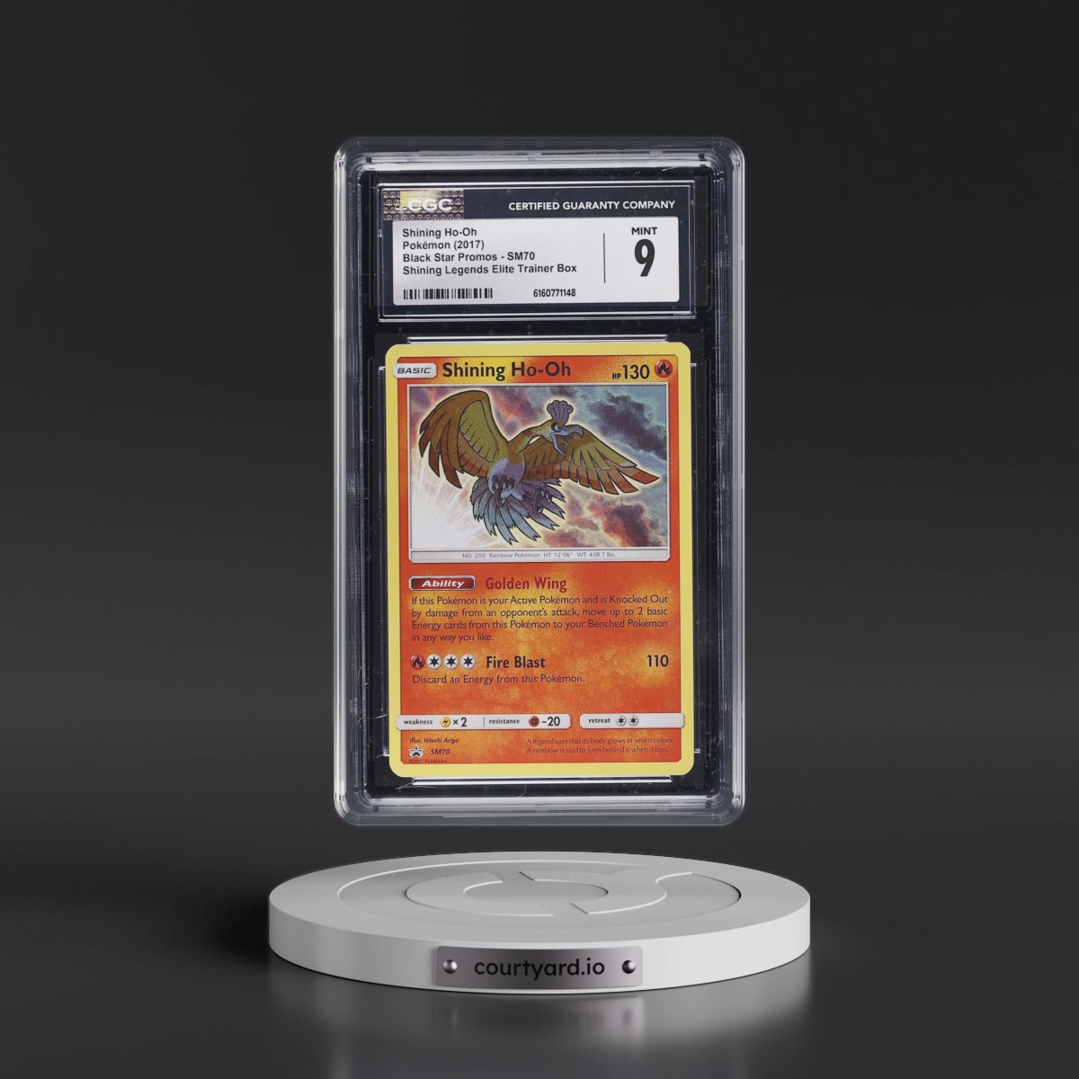 2016 Black Star Promos - Sun & Moon #SM70 Shining Ho-Oh - Shining Legends Elite Trainer Box (Holo) (CGC 9 MINT)
