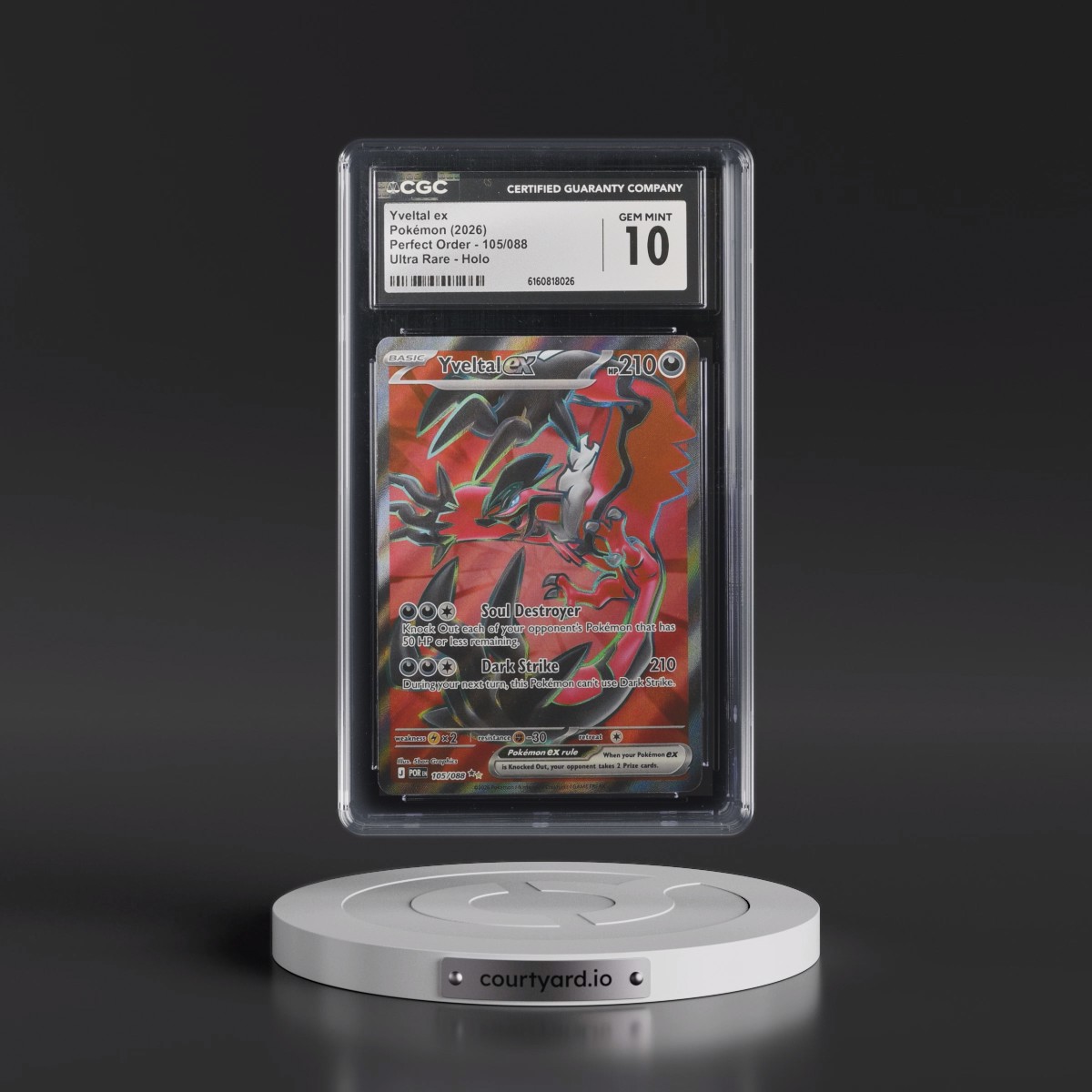2026 Perfect Order - POR EN #105/088 Yveltal ex - Ultra Rare Holo (CGC 10 GEM MINT)