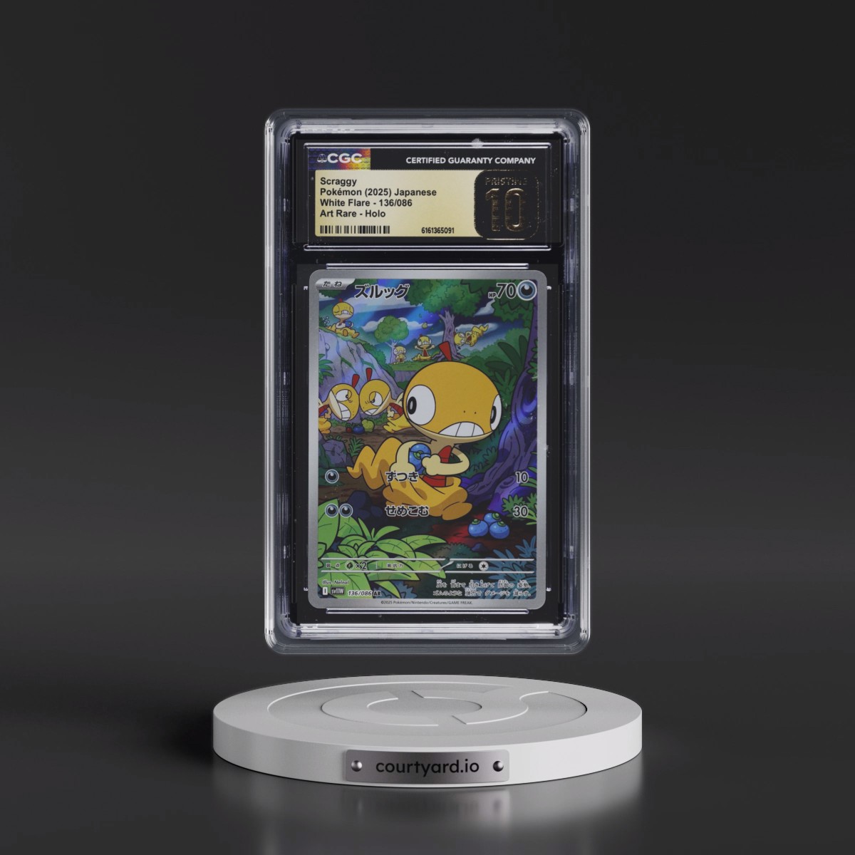 2025 White Flare - sv11W #136/086 Scraggy - Art Rare Holo (CGC 10 PRISTINE)