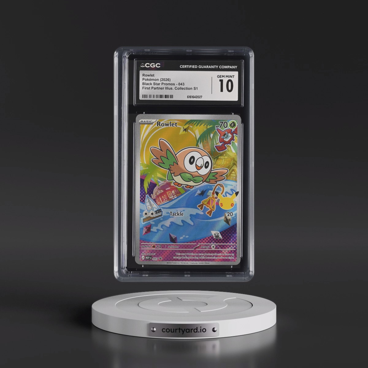 2025 Black Star Promos - Mega Evolution MEP EN #043 Rowlet - First Partner Illustration Collection Series 1 (Holo) (CGC 10 GEM MINT)