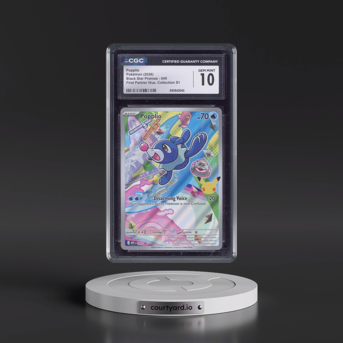 2025 Black Star Promos - Mega Evolution MEP EN #045 Popplio - First Partner Illustration Collection Series 1 (Holo) (CGC 10 GEM MINT)