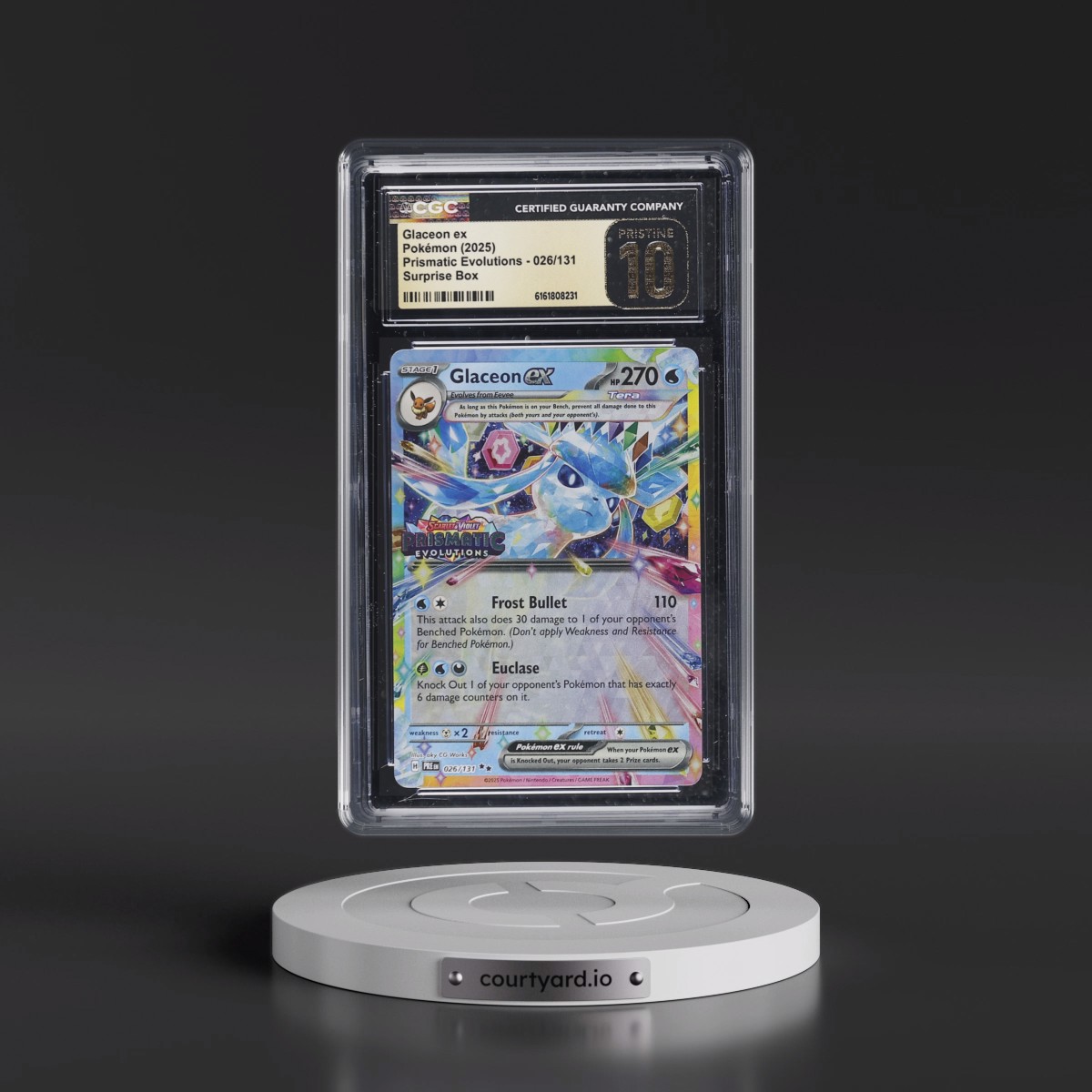 2024 Prismatic Evolutions - PRE EN Glaceon ex - Surprise Box (Prismatic Evolutions Stamp) (Holo) #026/131 CGC 10