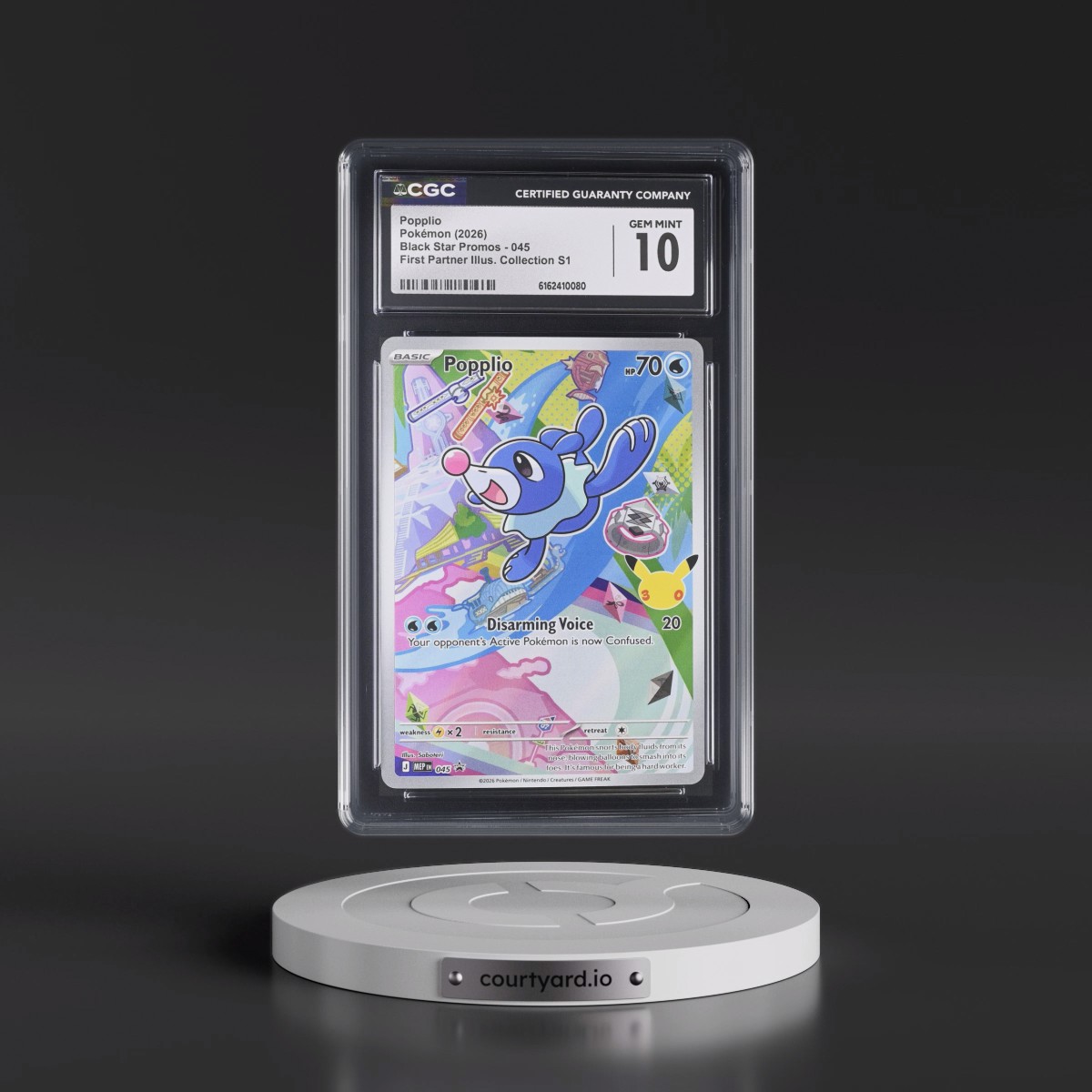 2025 Black Star Promos - Mega Evolution MEP EN #045 Popplio - First Partner Illustration Collection Series 1 (Holo) (CGC 10 GEM MINT)