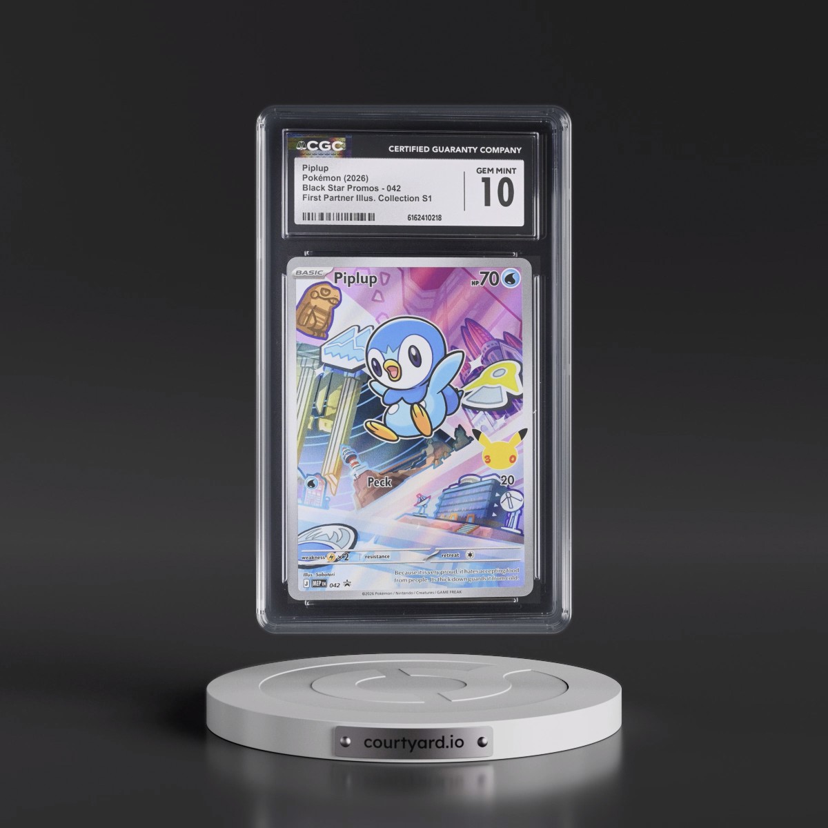 2025 Black Star Promos - Mega Evolution MEP EN #042 Piplup - First Partner Illustration Collection Series 1 (Holo) (CGC 10 GEM MINT)