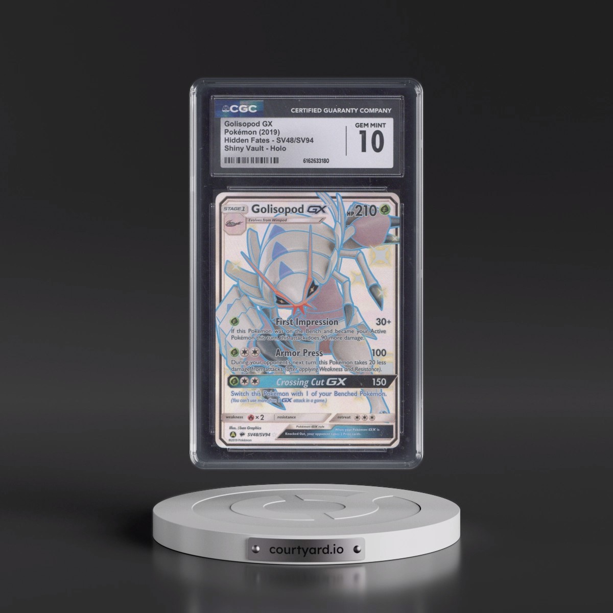 2019 Hidden Fates Golisopod GX - Shiny Vault Holo #SV48/SV94 CGC 10