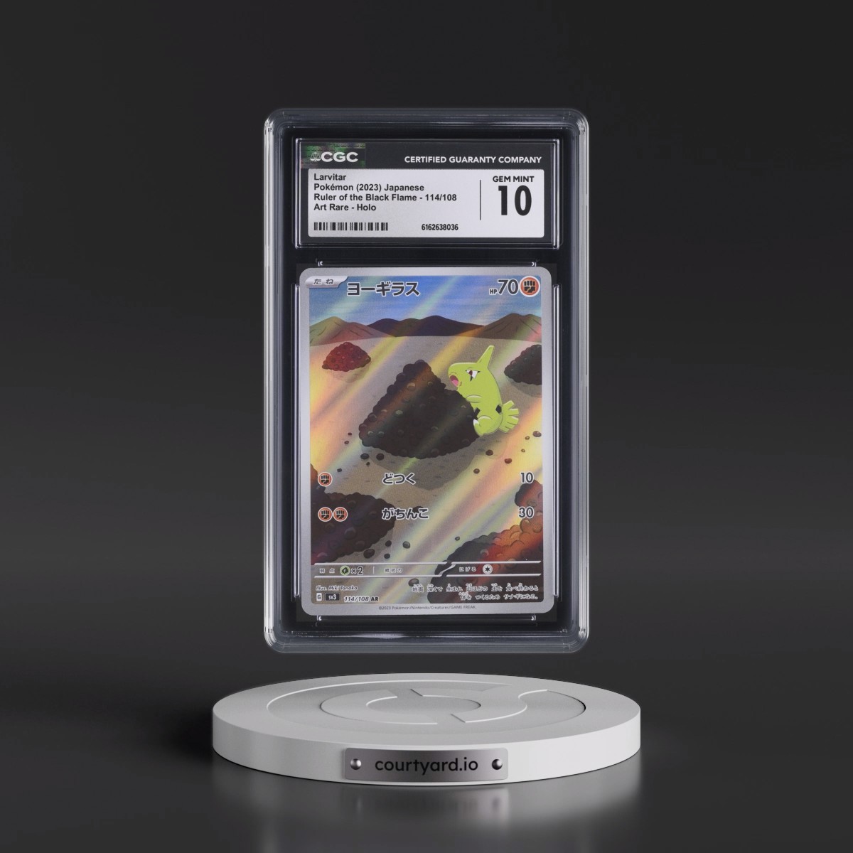 2023 Ruler of the Black Flame #114/108 Larvitar - Art Rare Holo (CGC 10 GEM MINT)