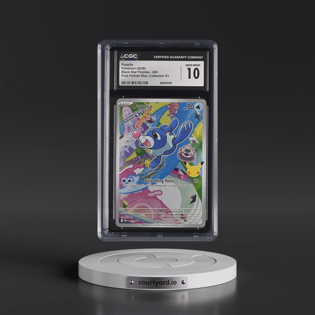 2025 Black Star Promos - Mega Evolution MEP EN #045 Popplio - First Partner Illustration Collection Series 1 (Holo) (CGC 10 GEM MINT)