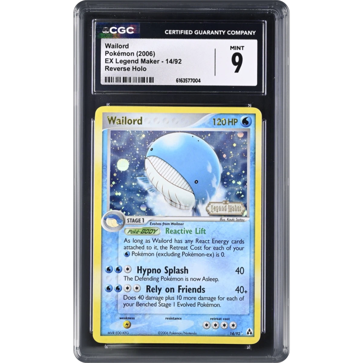 2006 EX Legend Maker #14/92 Wailord - Reverse Holo, CGC 9
