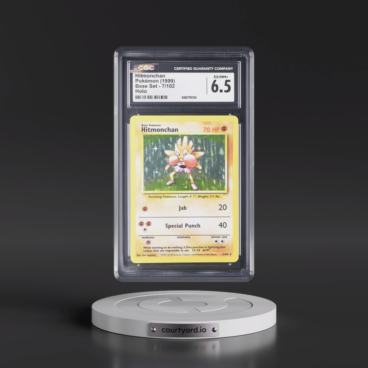 1999 Base Set #7/102 Hitmonchan - Holo (CGC 6.5 EX-NM+)