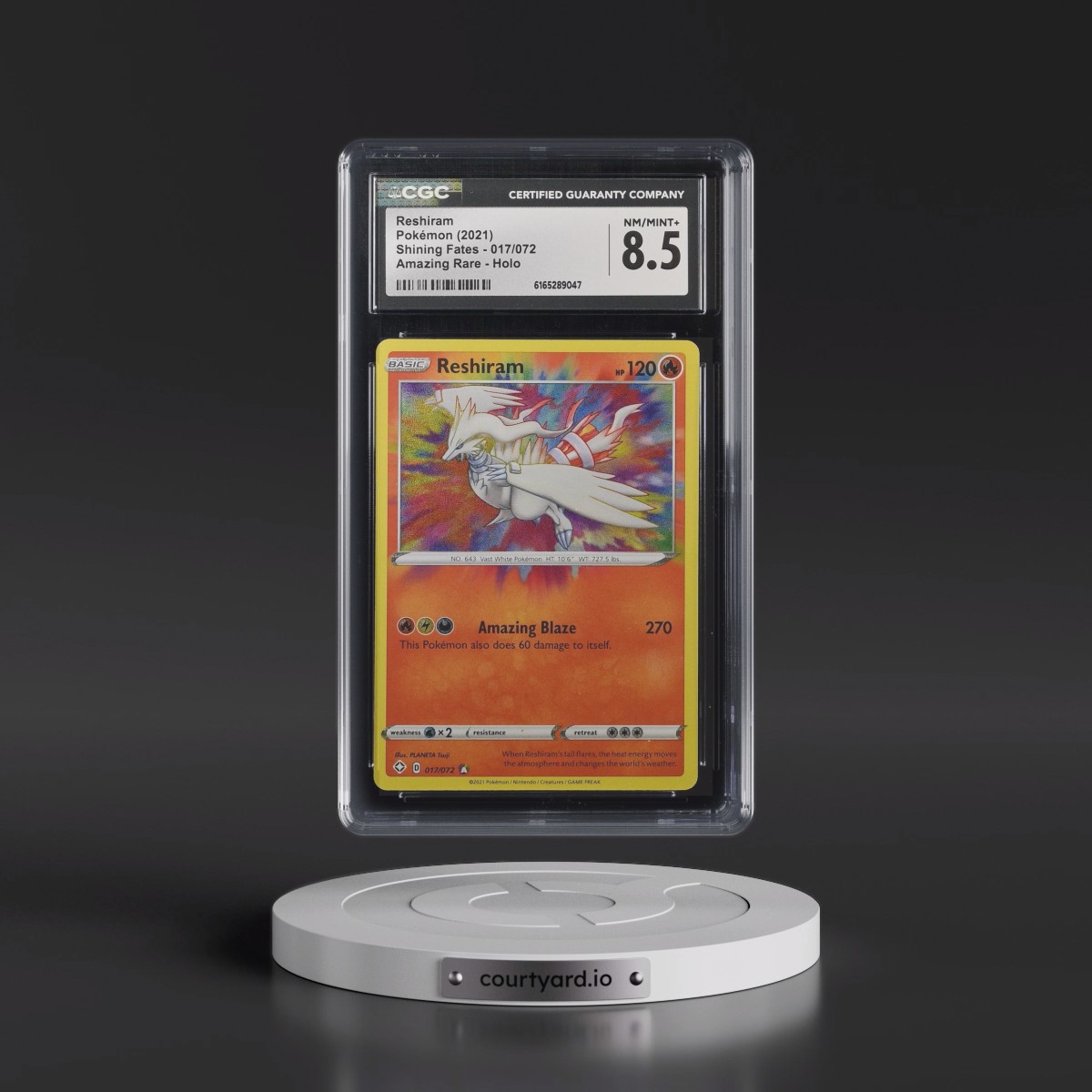 2021 Shining Fates #017/072 Reshiram - Amazing Rare Holo (CGC 8.5 NM-MT+)