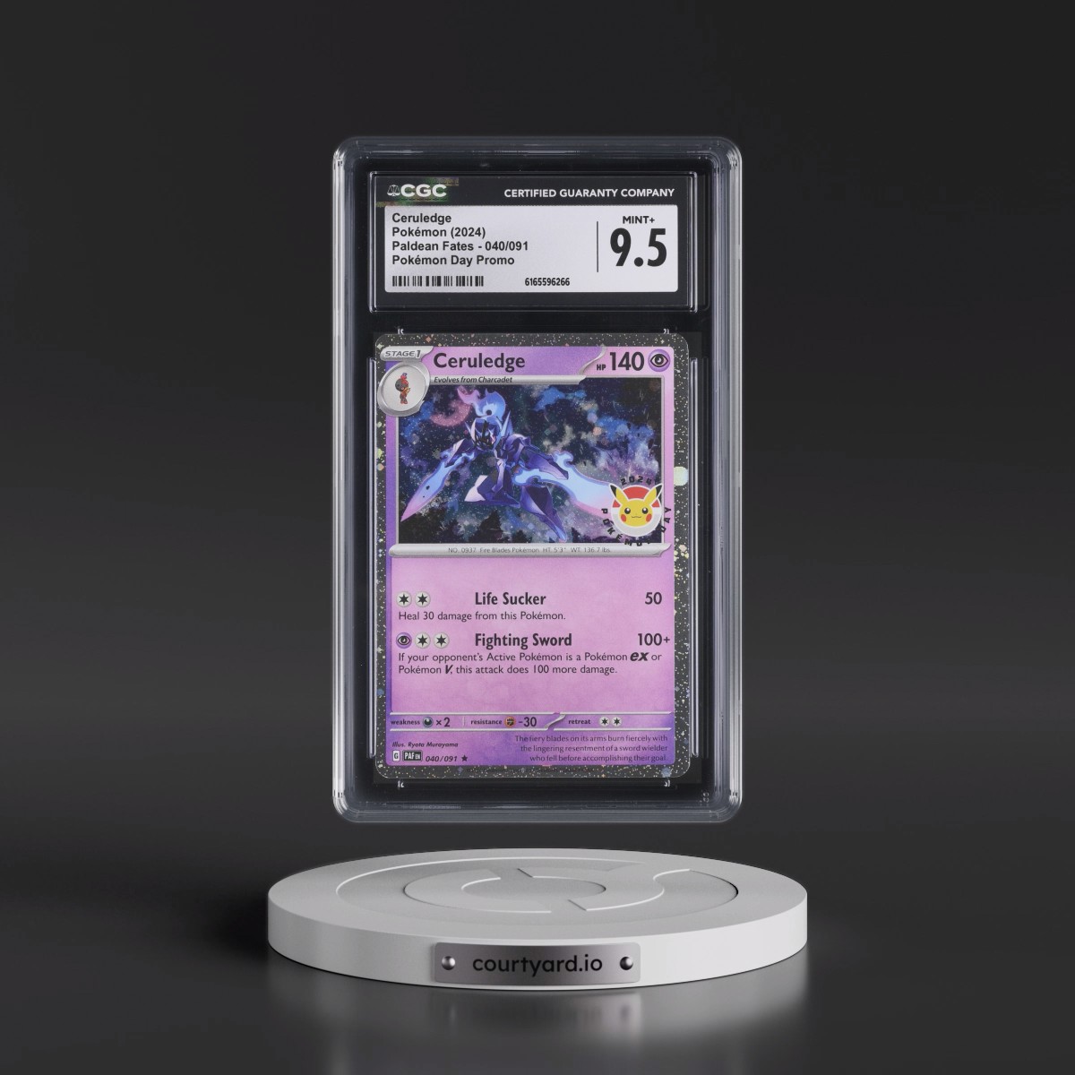2024 Paldean Fates - PAF EN #040/091 Ceruledge - Pokémon Day Promo (Cosmos Holo) (CGC 9.5 MINT+)