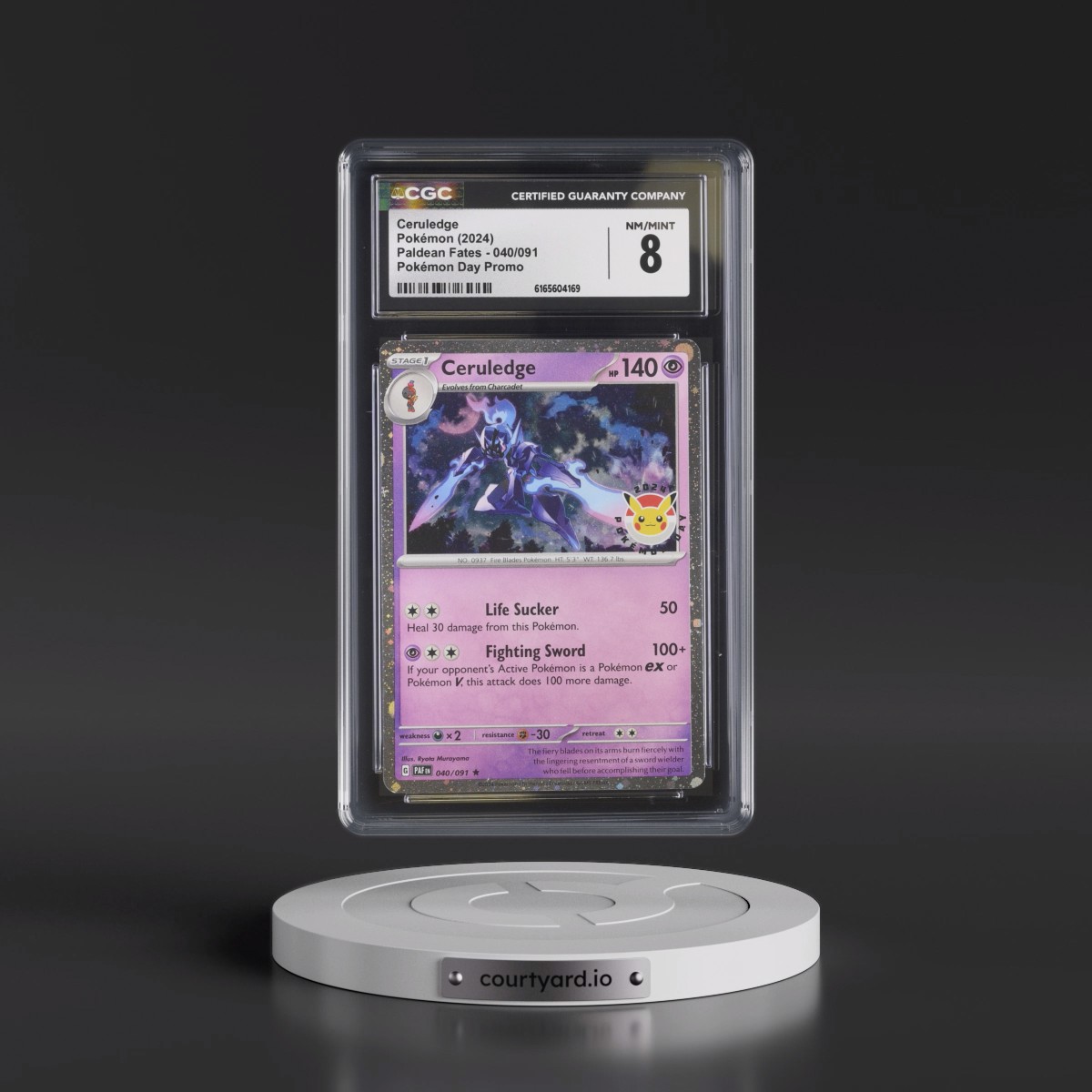 2024 Paldean Fates - PAF EN #040/091 Ceruledge - Pokémon Day Promo (Cosmos Holo) (CGC 8 NM-MT)