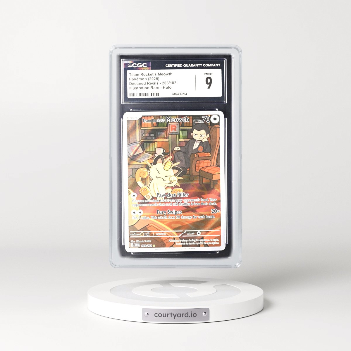 2025 Destined Rivals - DRI EN #203/182 Team Rocket's Meowth - Illustration Rare Holo (CGC 9 MINT)