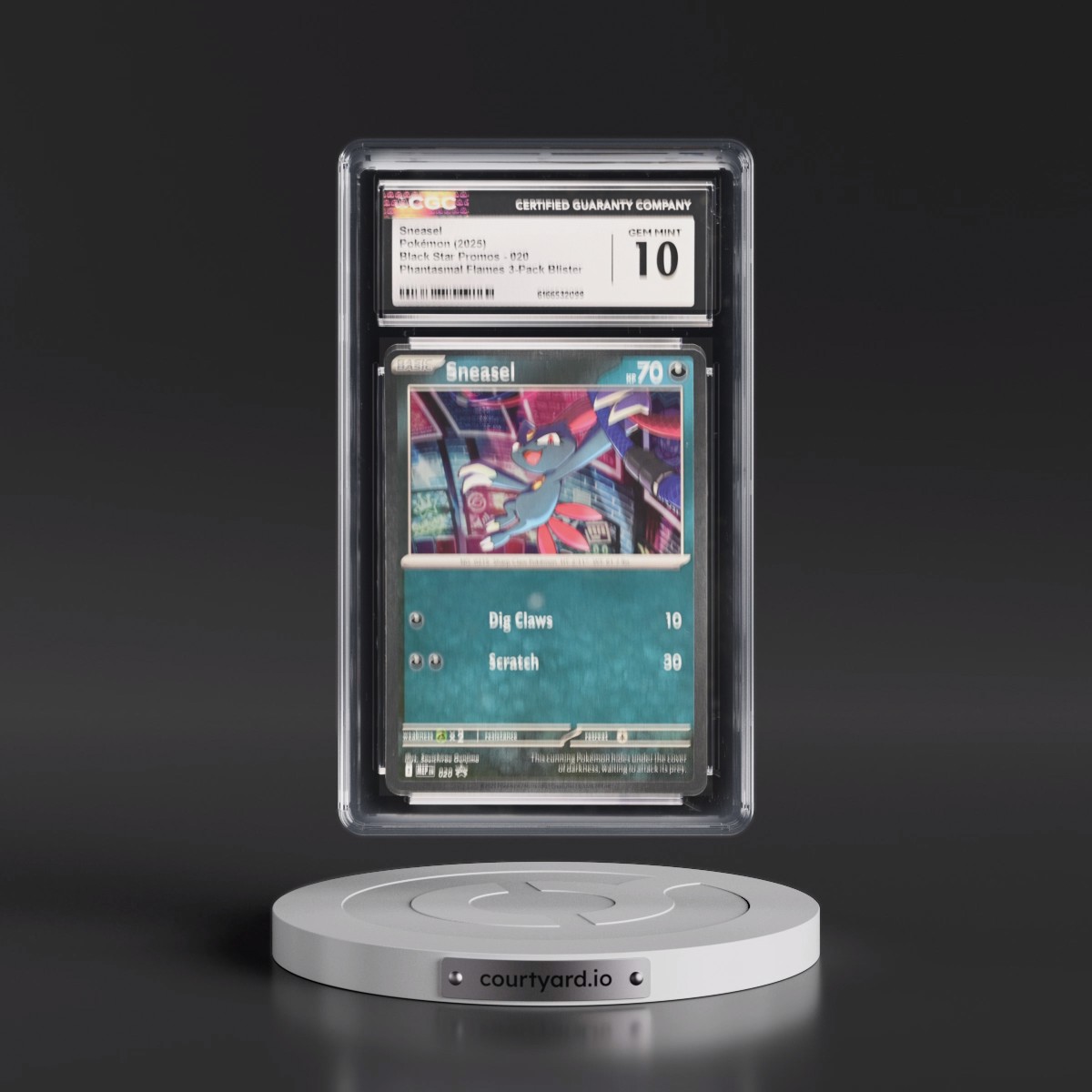 2025 Black Star Promos - Mega Evolution MEP EN #020 Sneasel - Phantasmal Flames 3-Pack Blister (Cosmos Holo) (CGC 10 GEM MINT)