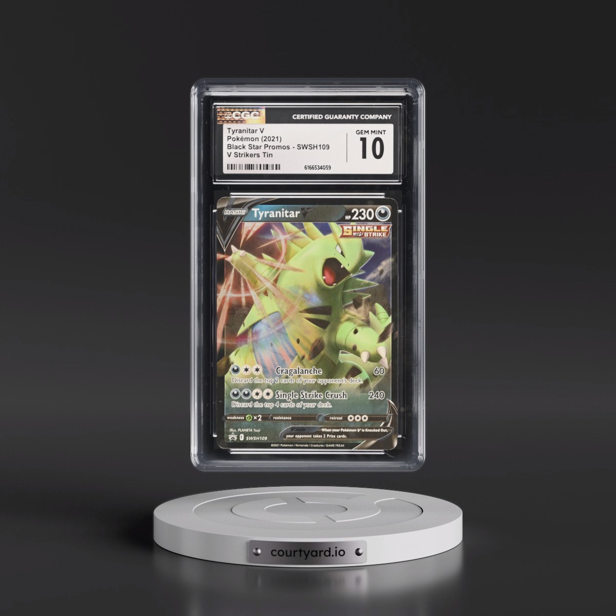 2017 Black Star Promos - Sword & Shield #SWSH109 Tyranitar V - Holo V Strikers Tin (CGC 10 GEM MINT)
