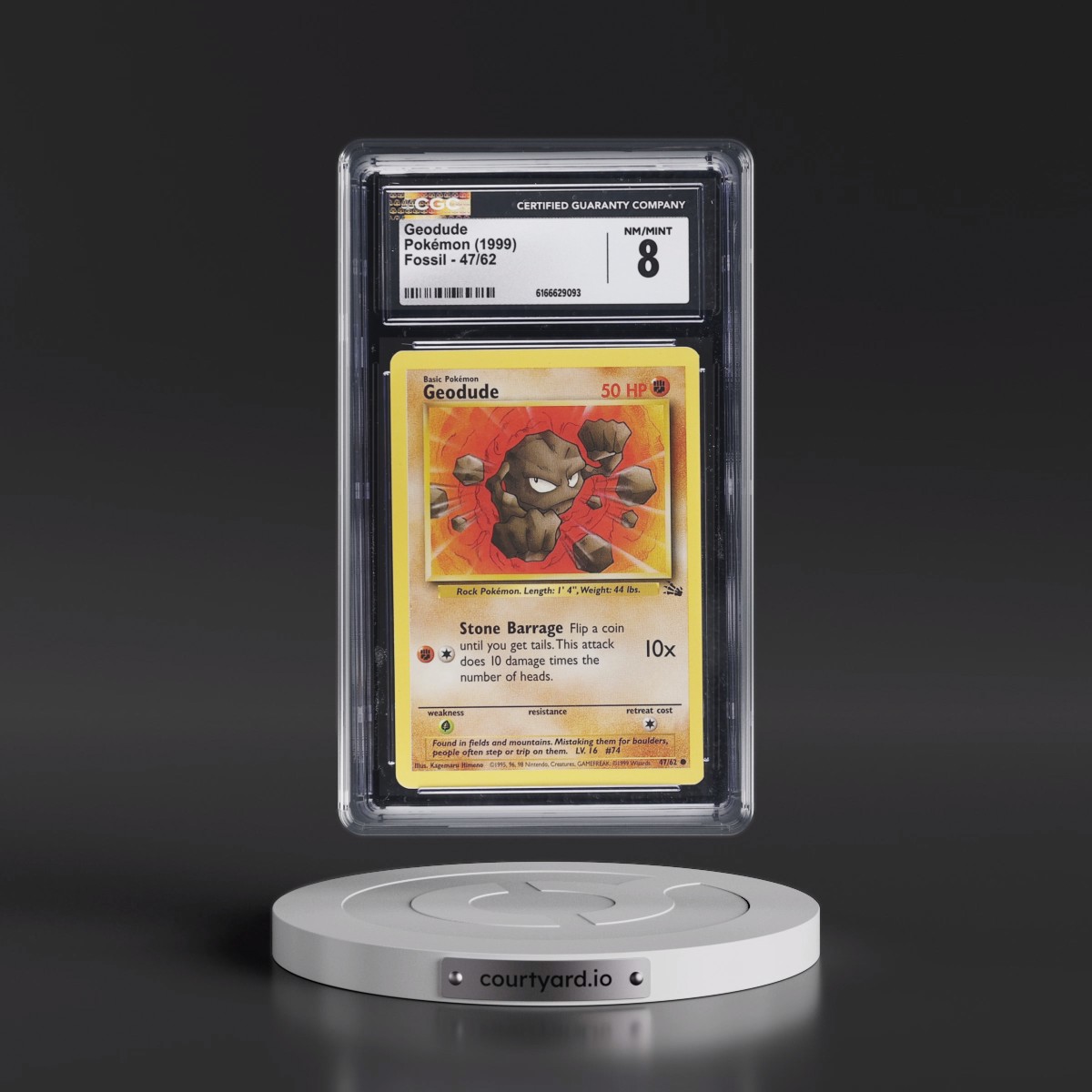 1999 Fossil #47/62 Geodude (CGC 8 NM-MT)