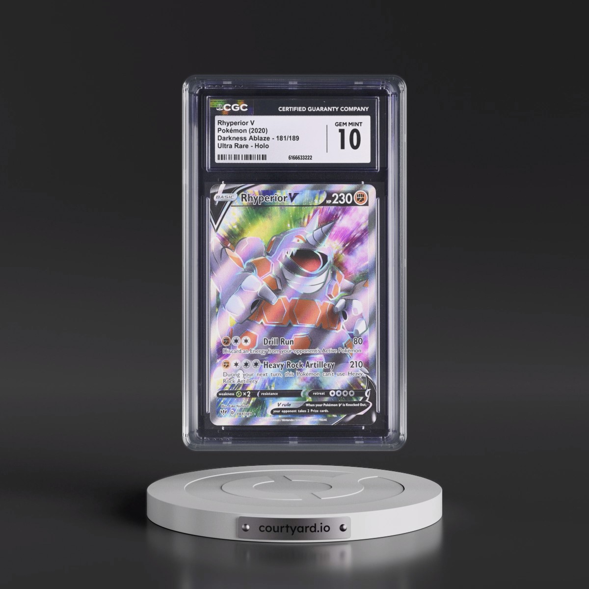 2020 Darkness Ablaze Rhyperior V - Ultra Rare Holo #181/189 CGC 10
