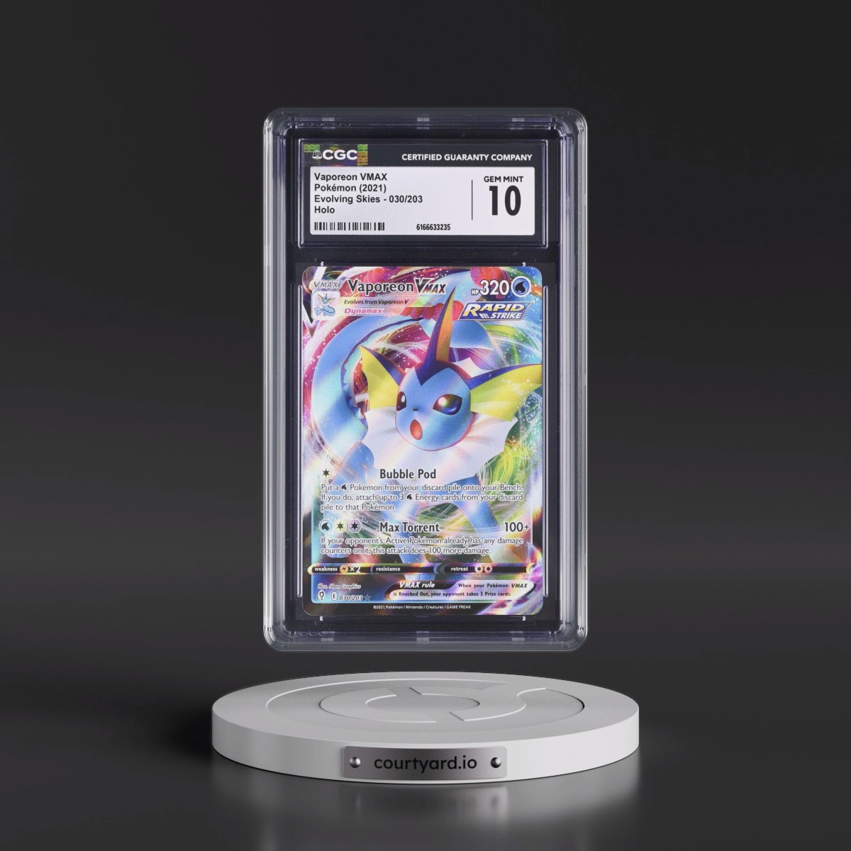 2021 Evolving Skies #030/203 Vaporeon VMAX - Holo (CGC 10 GEM MINT)