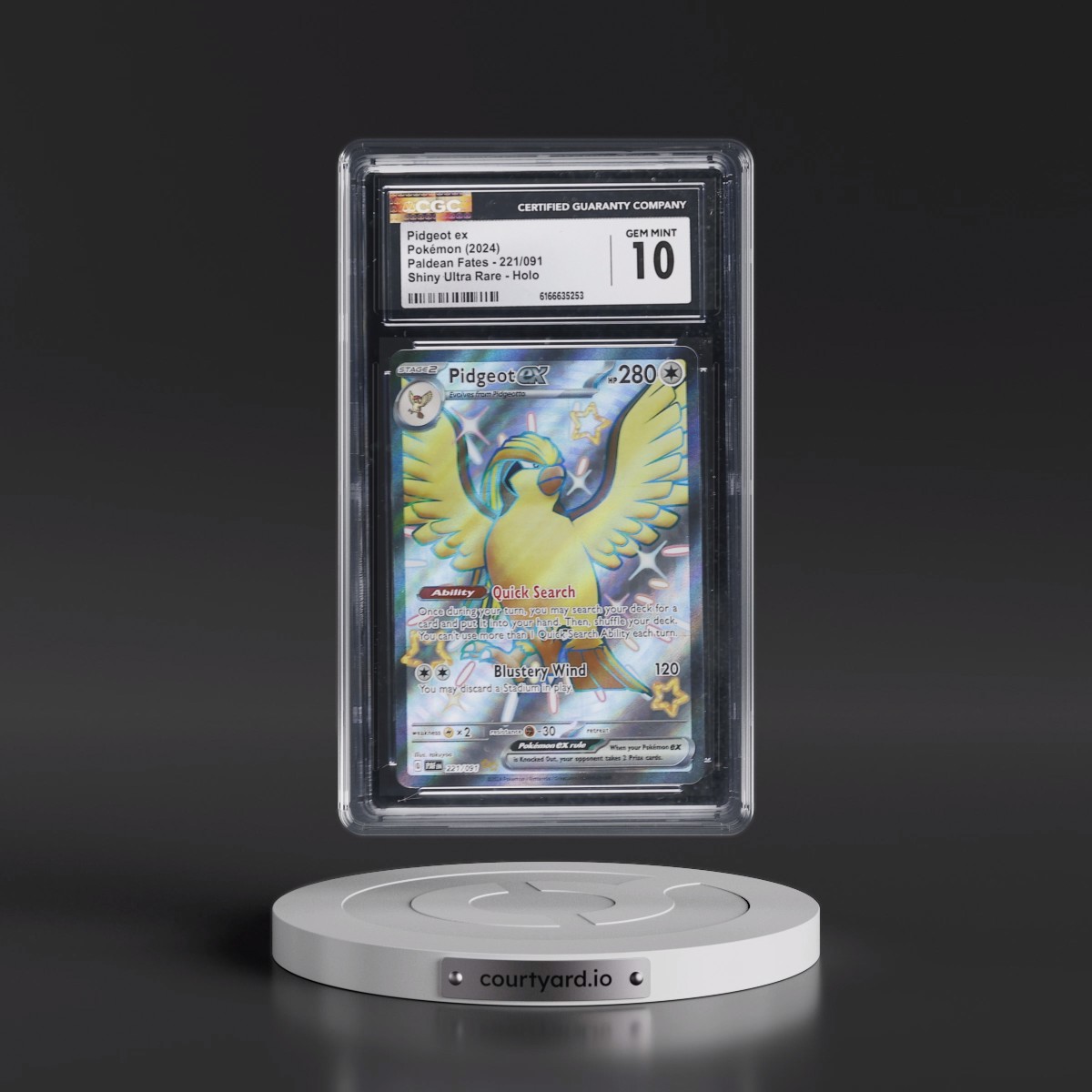 2024 Paldean Fates - PAF EN Pidgeot ex - Shiny Ultra Rare Holo #221/091 CGC 10