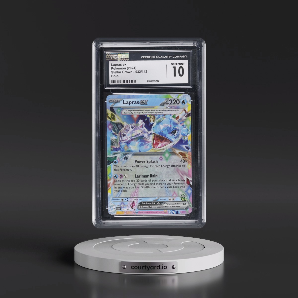 2024 Stellar Crown - SCR EN Lapras ex - Holo #032/142 CGC 10