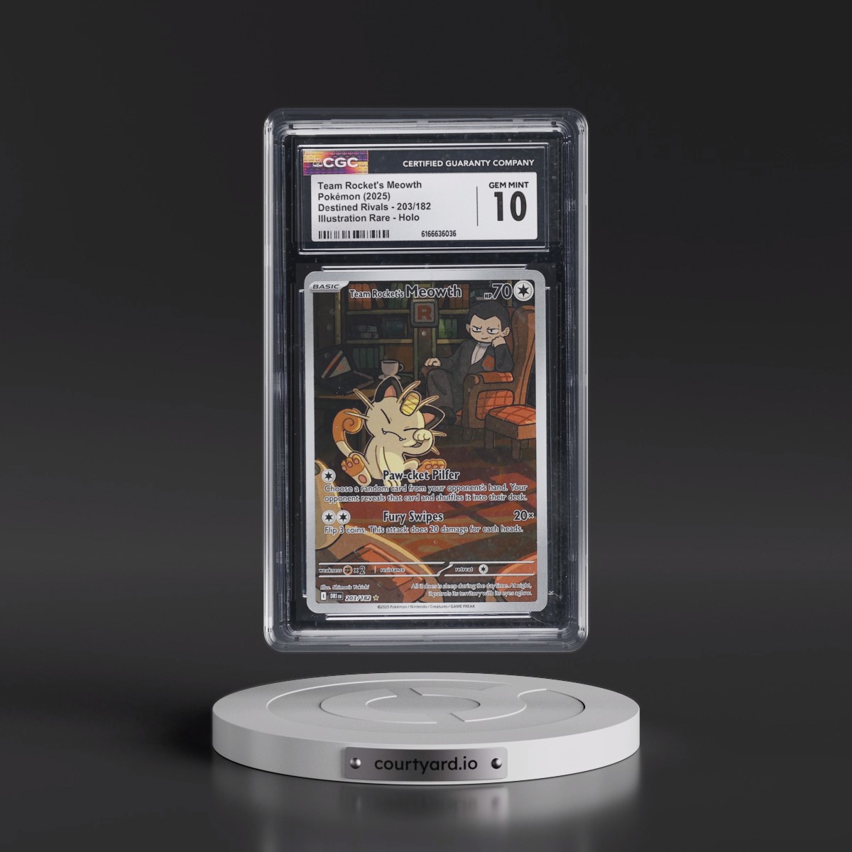2025 Destined Rivals - DRI EN #203/182 Team Rocket's Meowth - Illustration Rare Holo (CGC 10 GEM MINT)