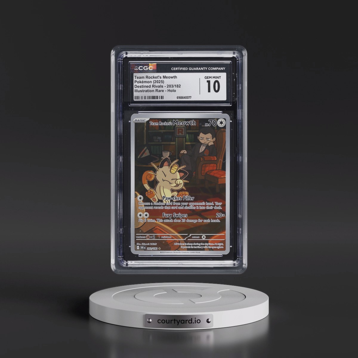 2025 Destined Rivals - DRI EN #203/182 Team Rocket's Meowth - Illustration Rare Holo (CGC 10 GEM MINT)